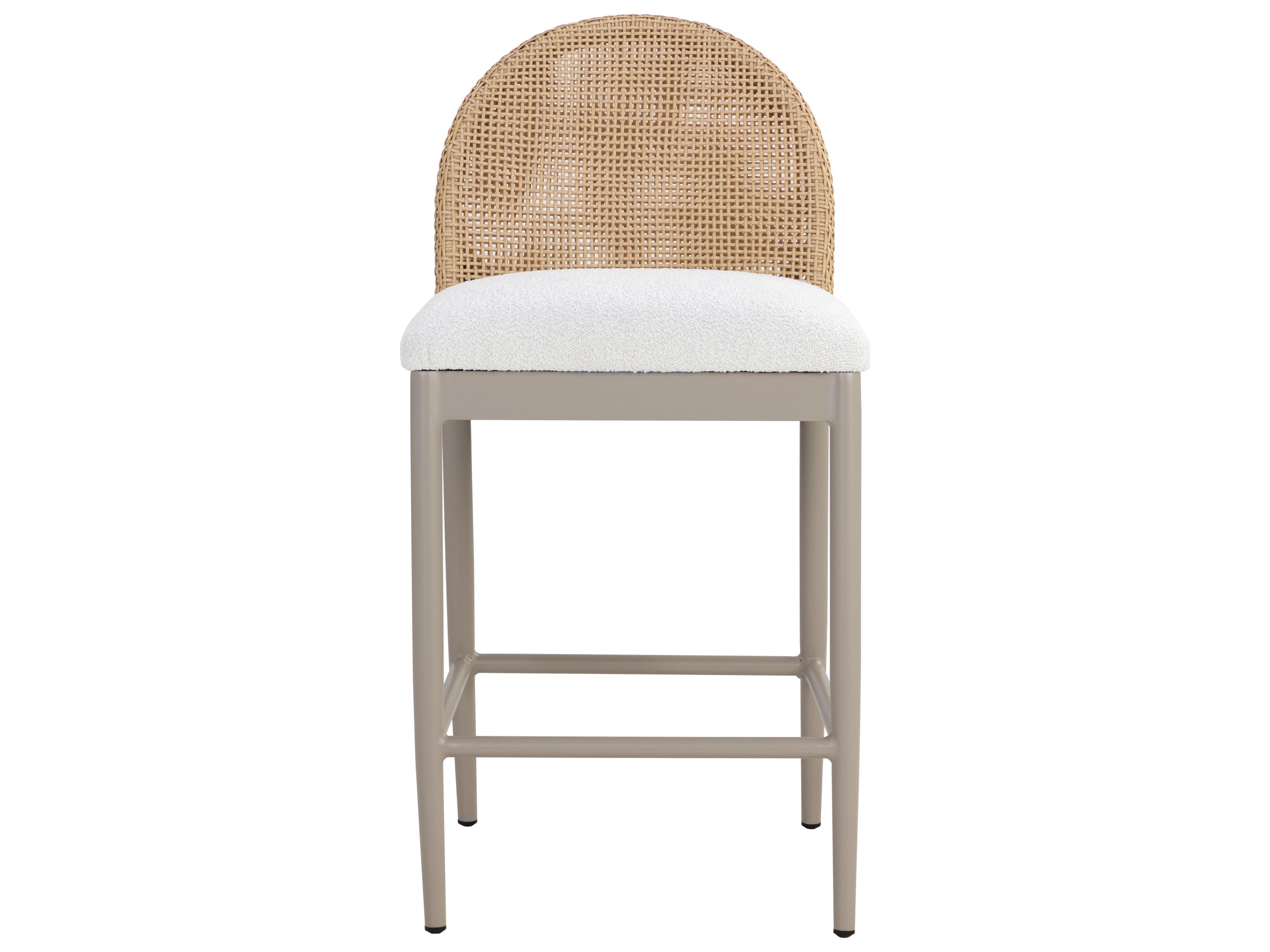 Sunpan Outdoor Calandri Aluminum Greige Counter Stool in Louis Cream