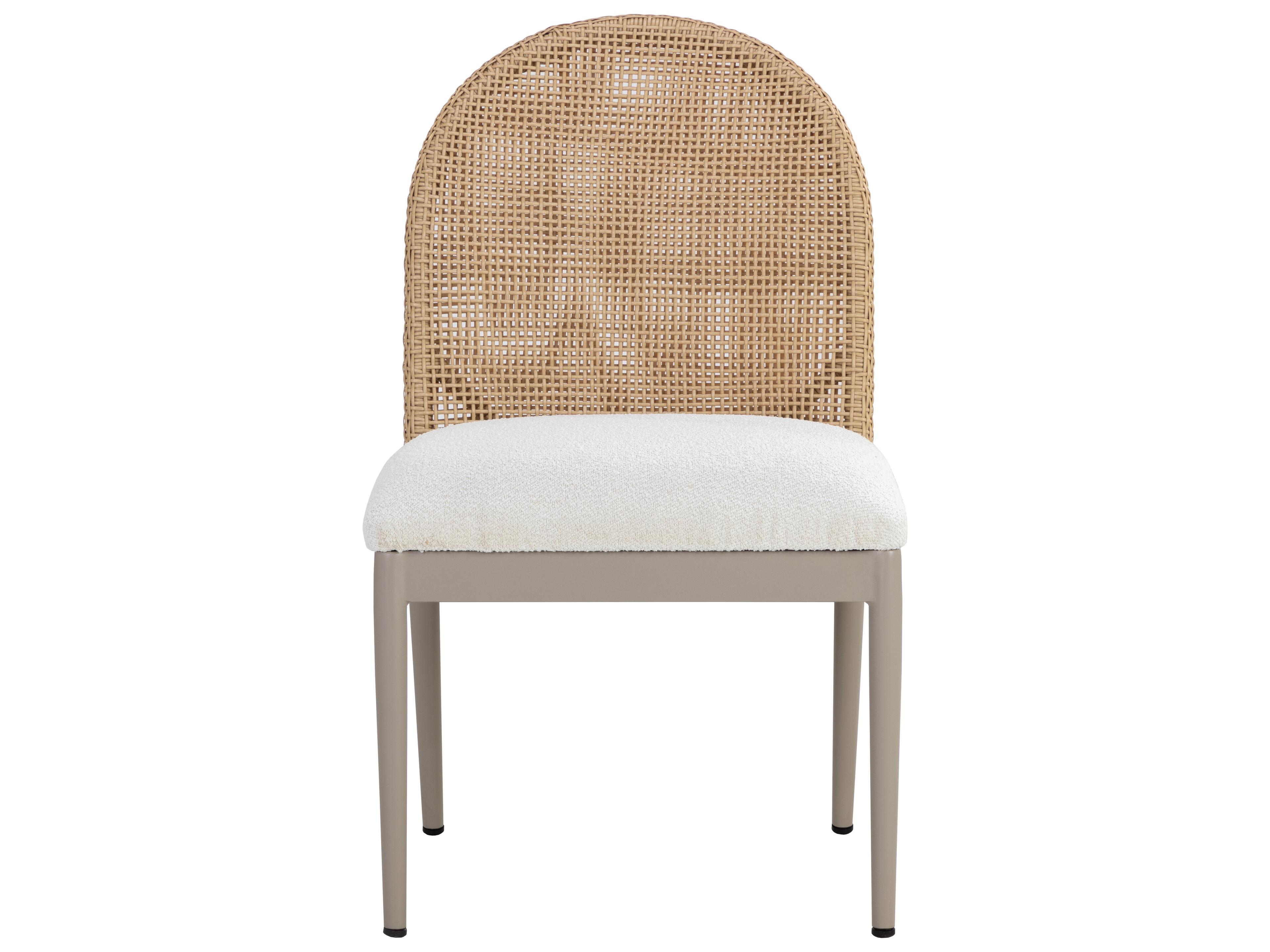 Sunpan Outdoor Calandri Aluminum Natural Dining Side Chair in Louis Cream