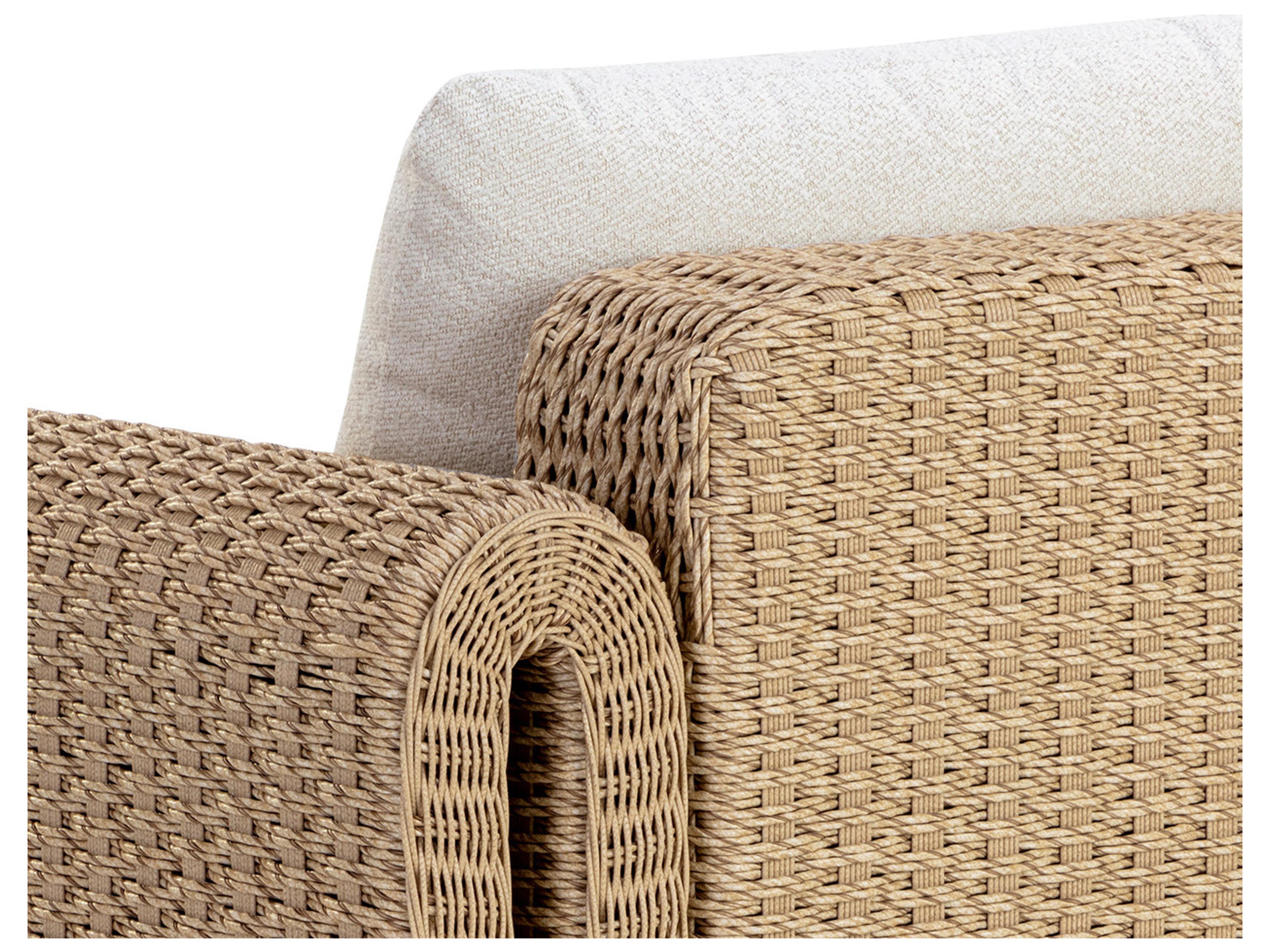 Sunpan Outdoor Tibi Wicker Natural Lounge Chair in Louis Cream