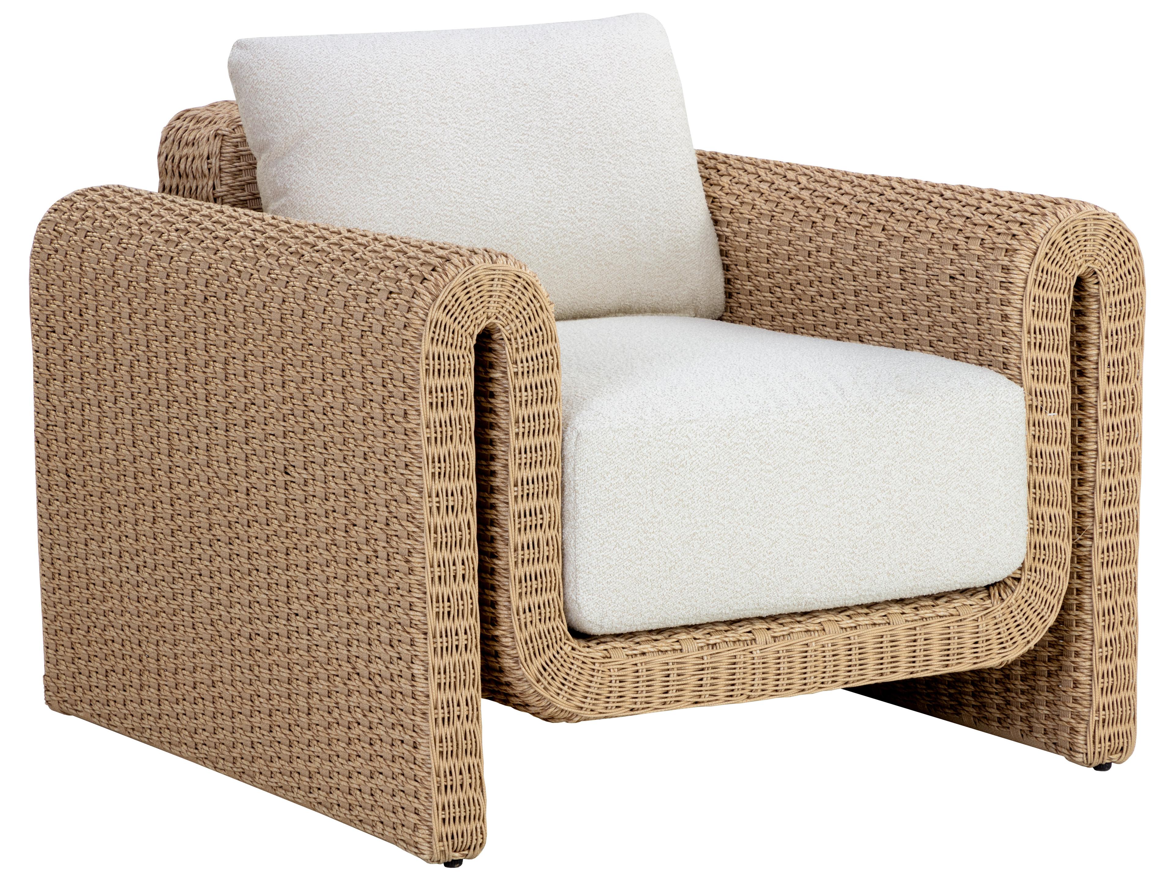Tibi Wicker Natural Lounge Chair in Louis Cream