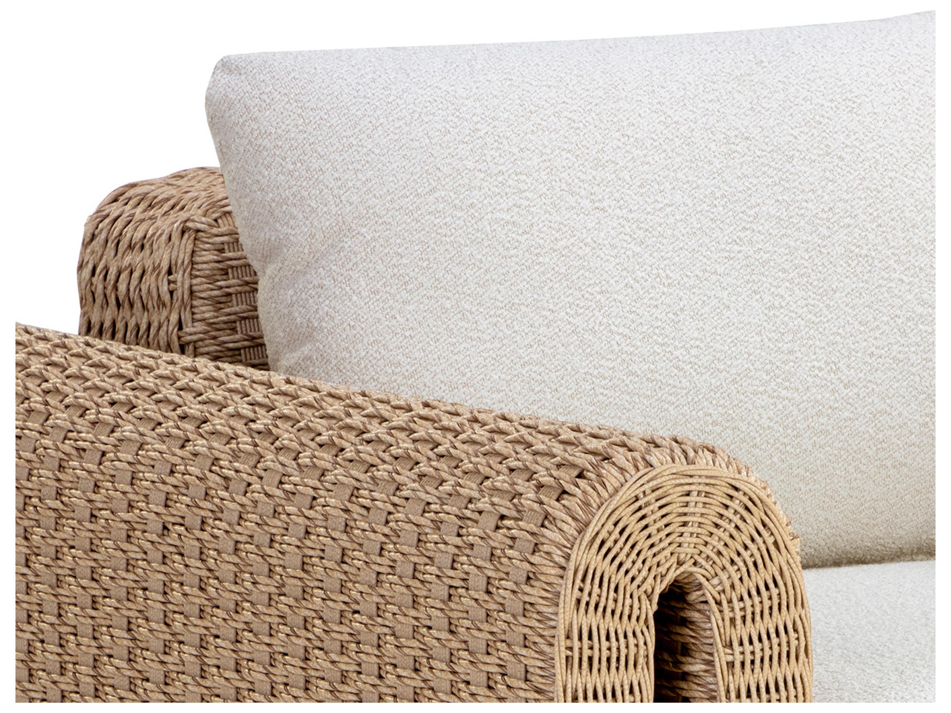 Sunpan Outdoor Tibi Wicker Natural Lounge Chair in Louis Cream