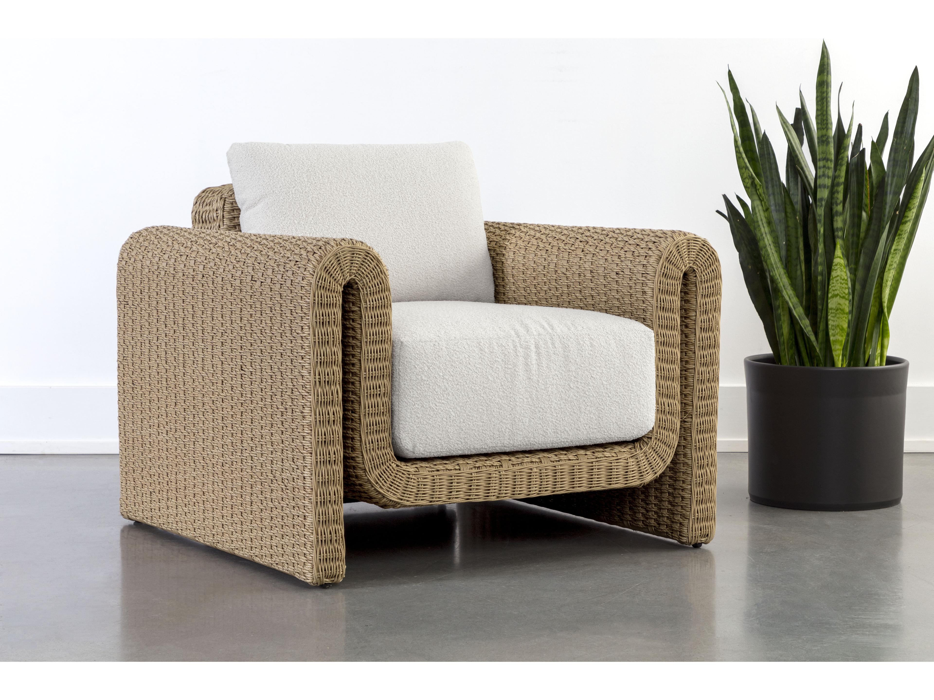 Sunpan Outdoor Tibi Wicker Natural Lounge Chair in Louis Cream