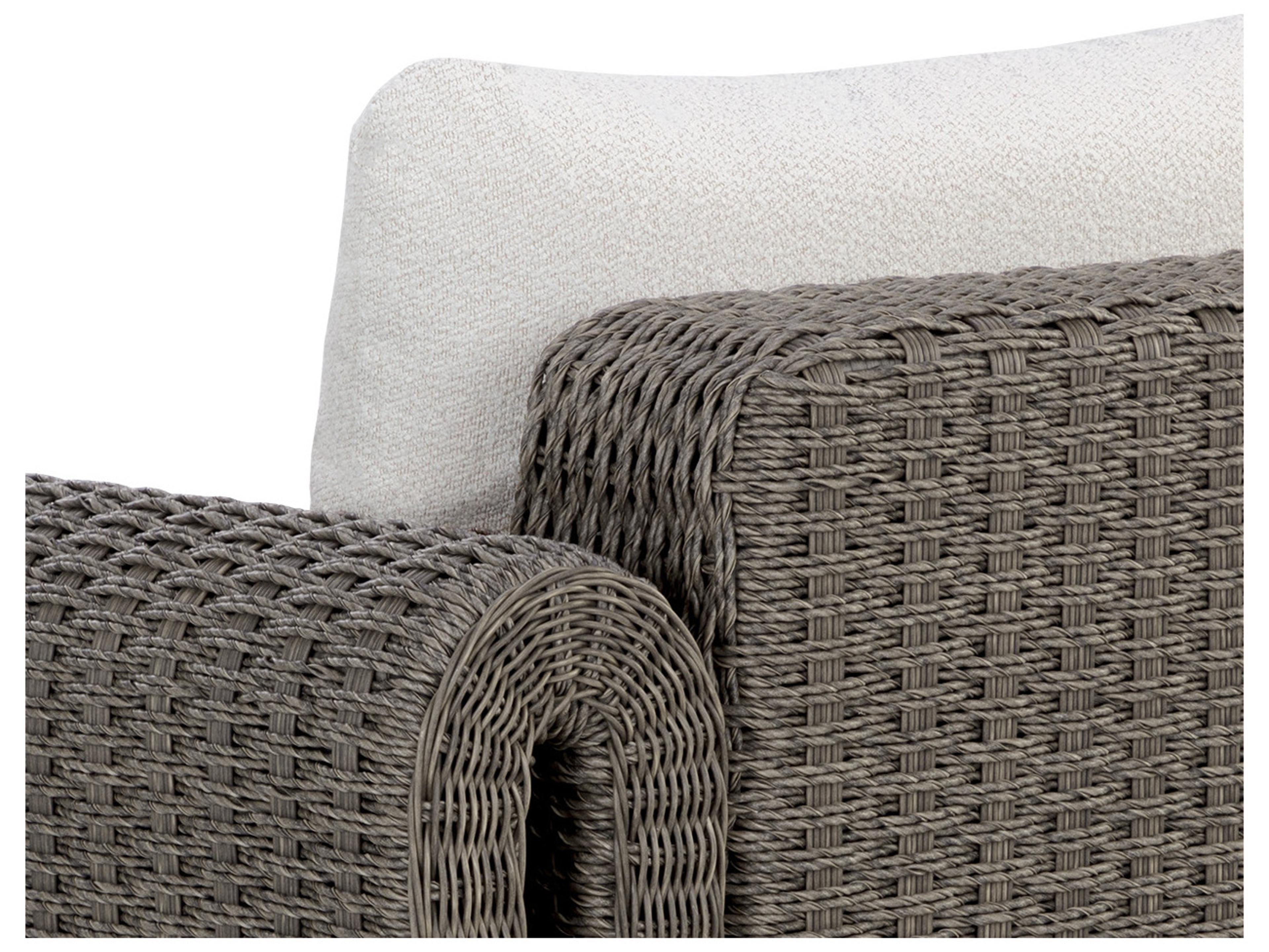 Sunpan Outdoor Tibi Wicker Dark Grey Lounge Chair in Louis Cream