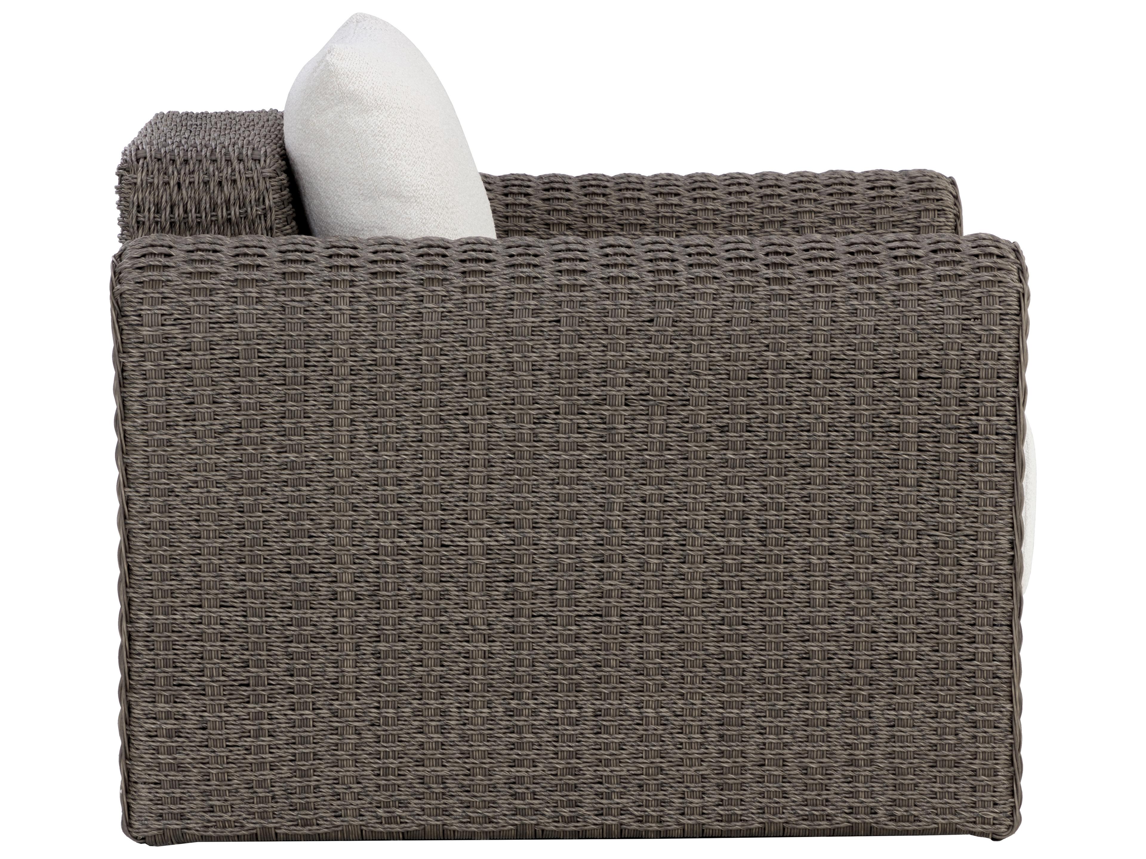 Sunpan Outdoor Tibi Wicker Dark Grey Lounge Chair in Louis Cream