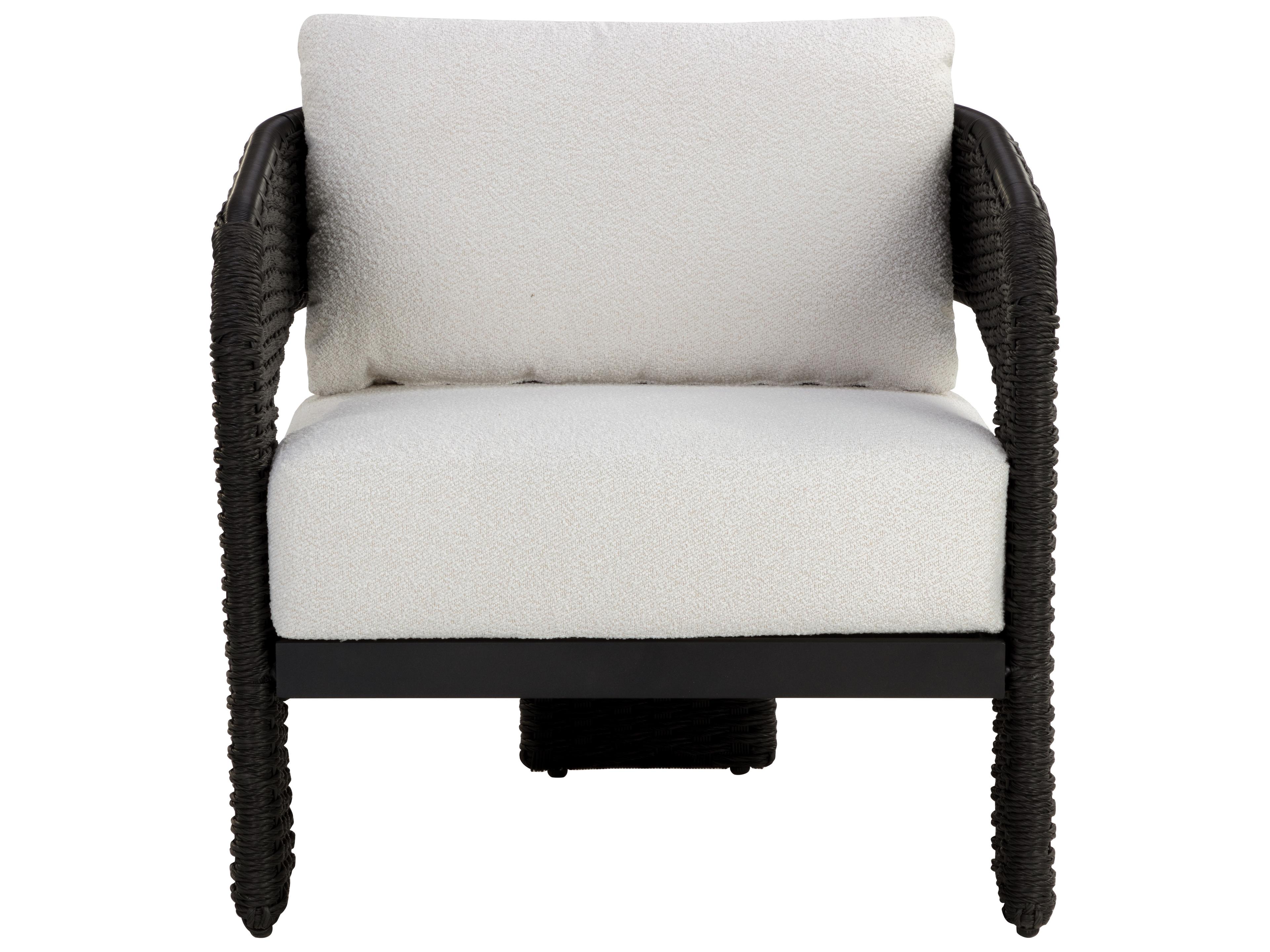 Sunpan Outdoor Pylos Wicker Black Lounge Chair in Louis Cream