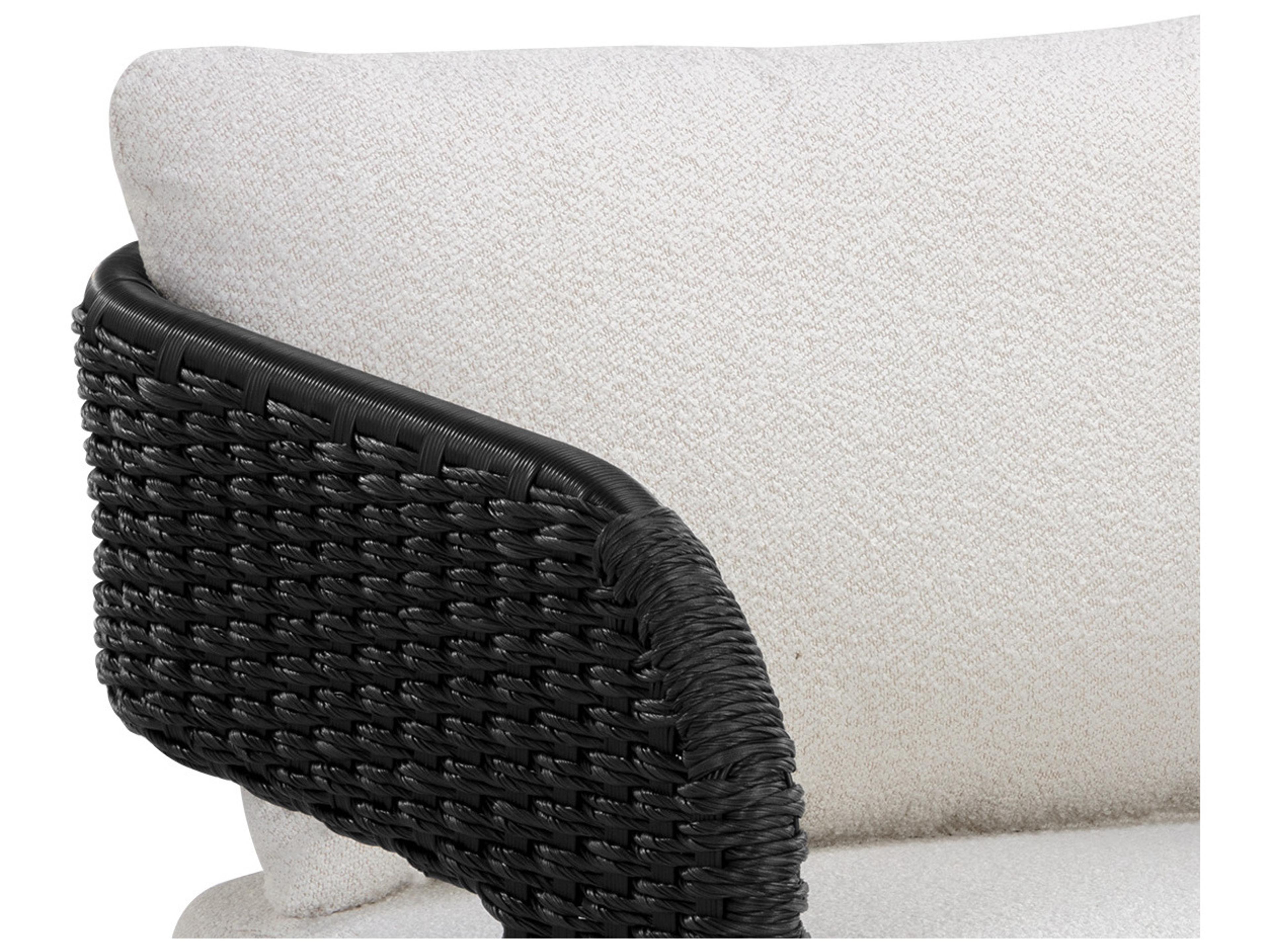 Sunpan Outdoor Pylos Wicker Black Lounge Chair in Louis Cream