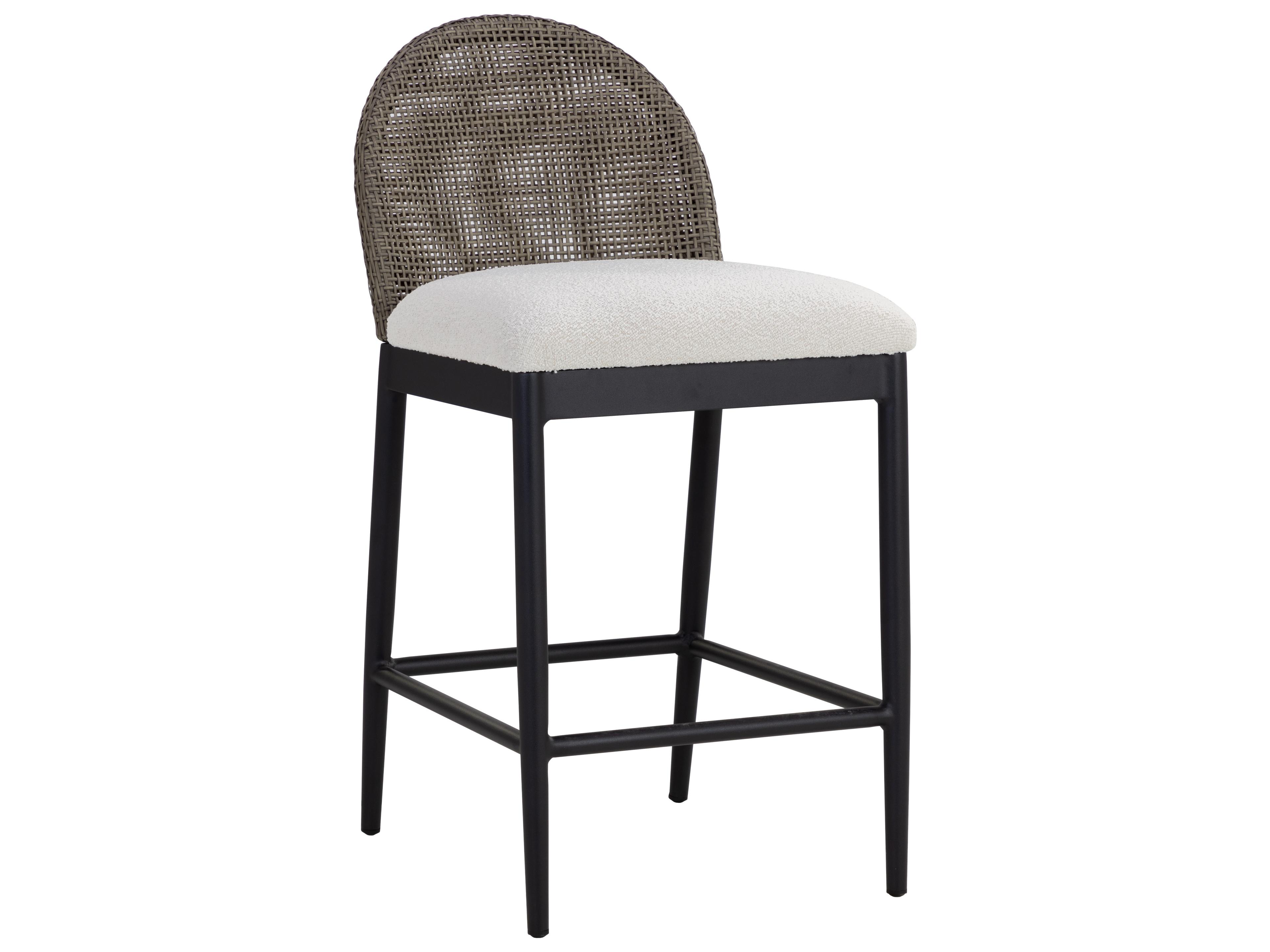 Calandri Counter Stool in Black Wicker and Boucle