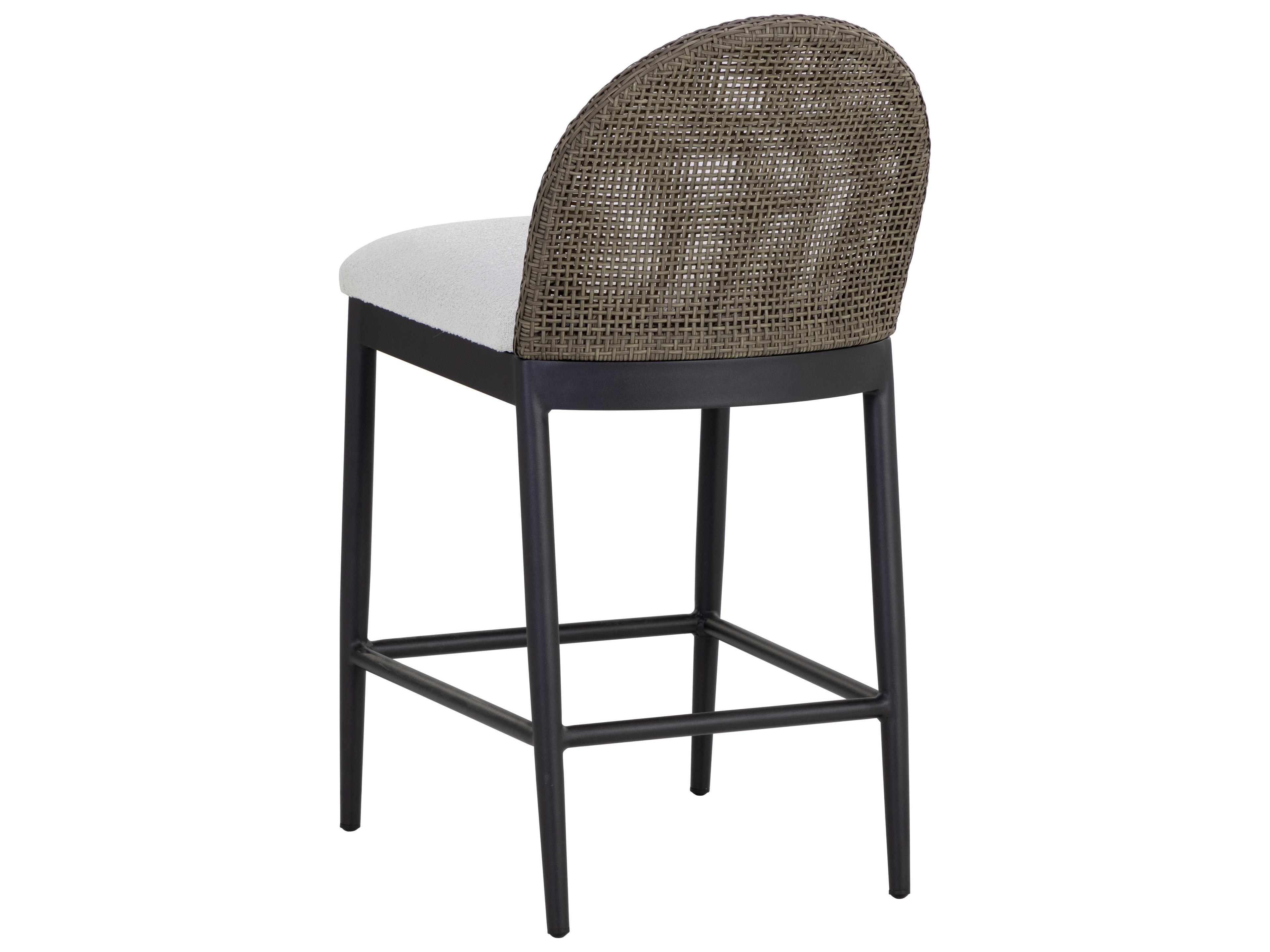 Sunpan Outdoor Calandri Aluminum Black Counter Stool in Louis Cream