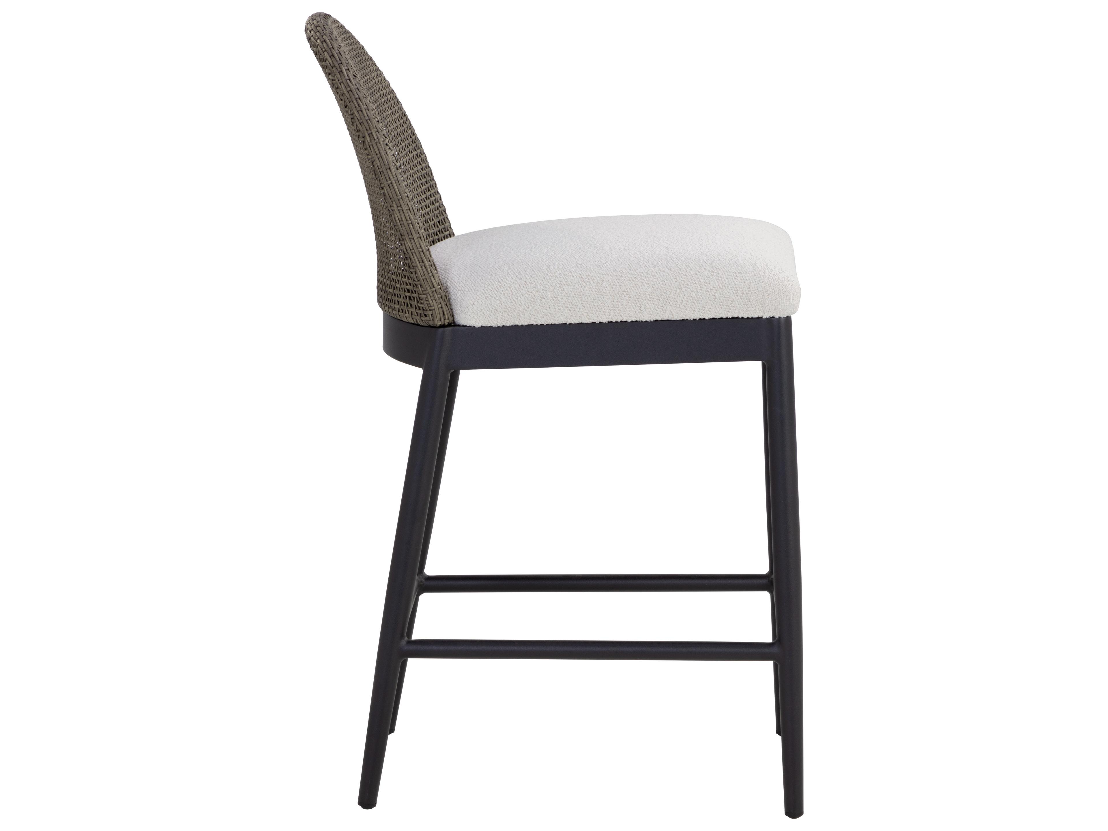 Sunpan Outdoor Calandri Aluminum Black Counter Stool in Louis Cream