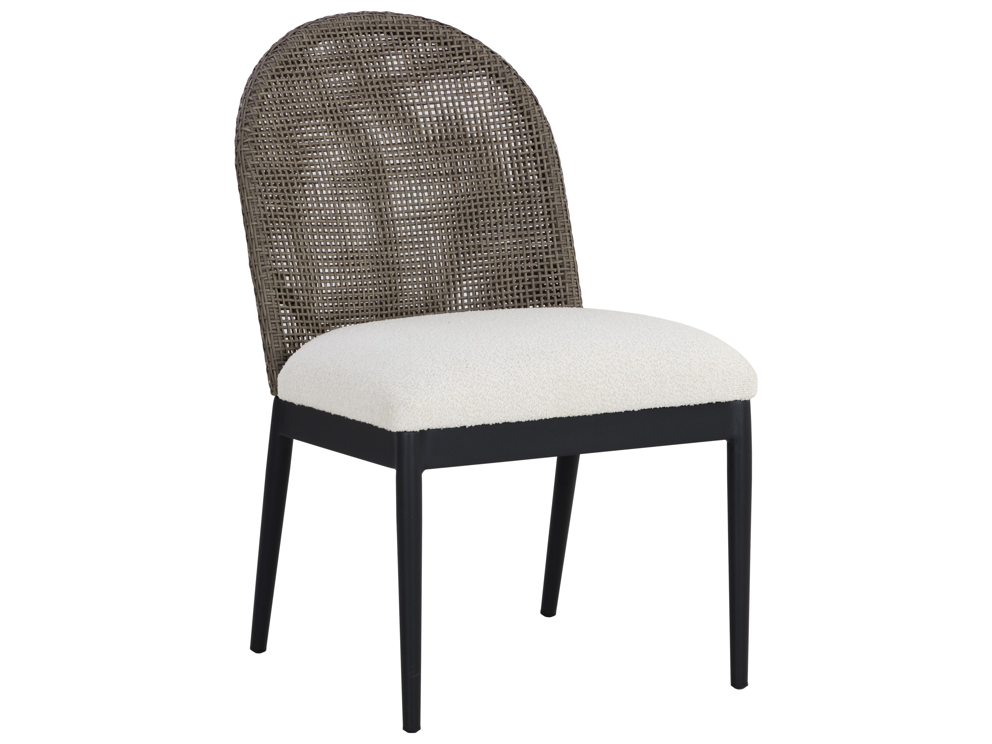 Calandri Aluminum Black Dining Side Chair in Louis Cream