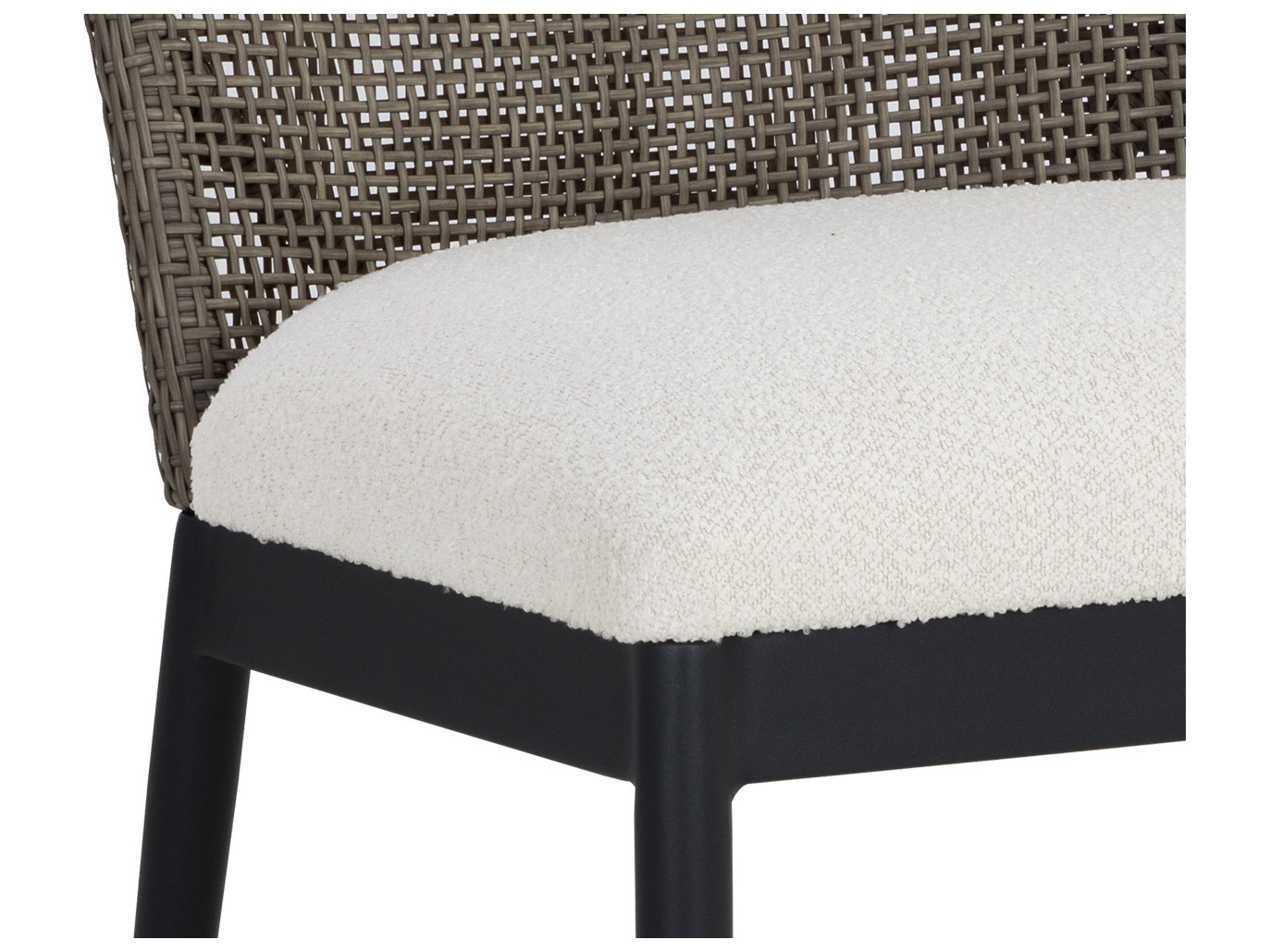 Sunpan Outdoor Calandri Aluminum Black Dining Side Chair in Louis Cream