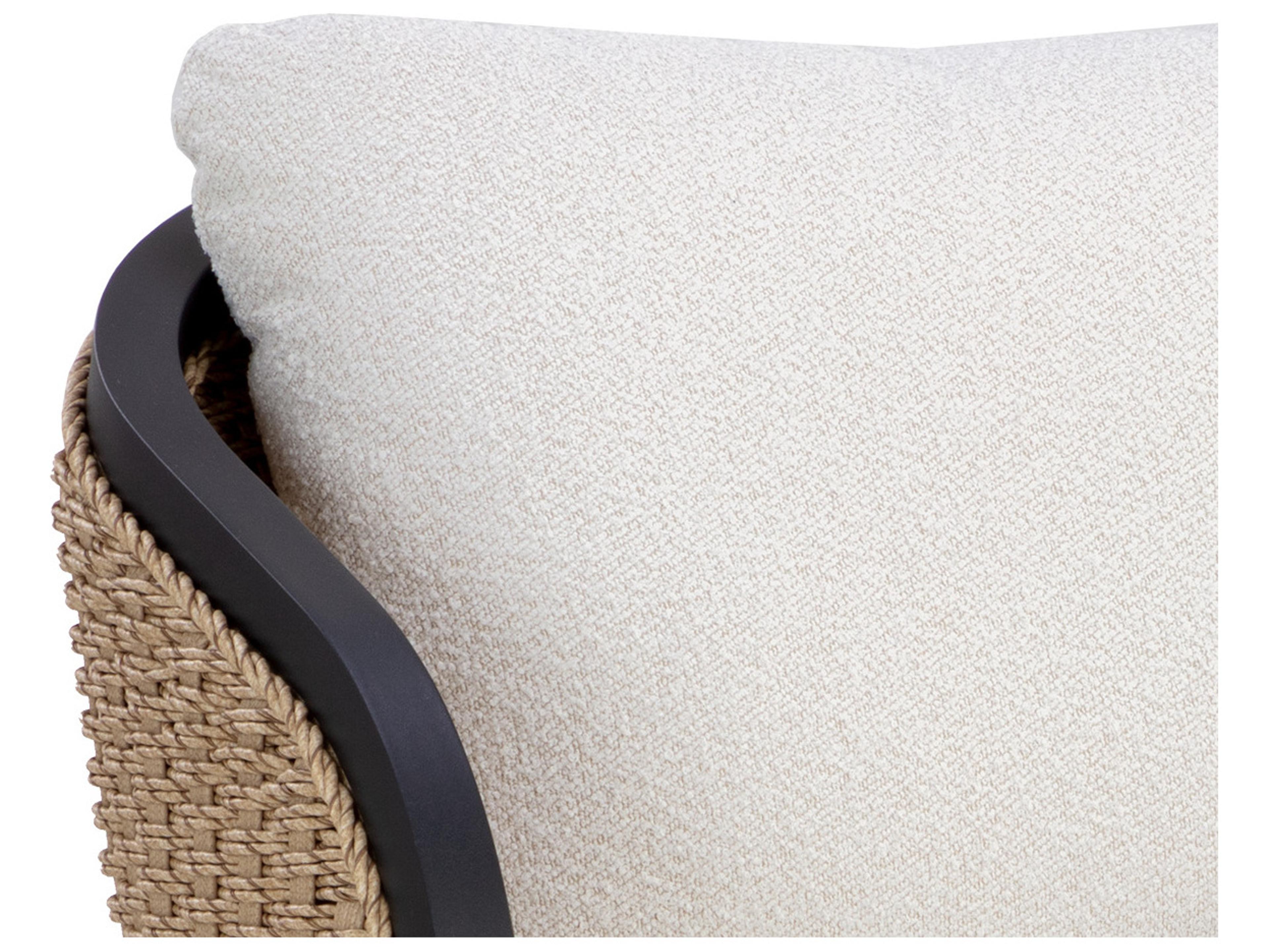 Sunpan Outdoor Bora Aluminum Matte Black Swivel Lounge Chair in Louis Cream