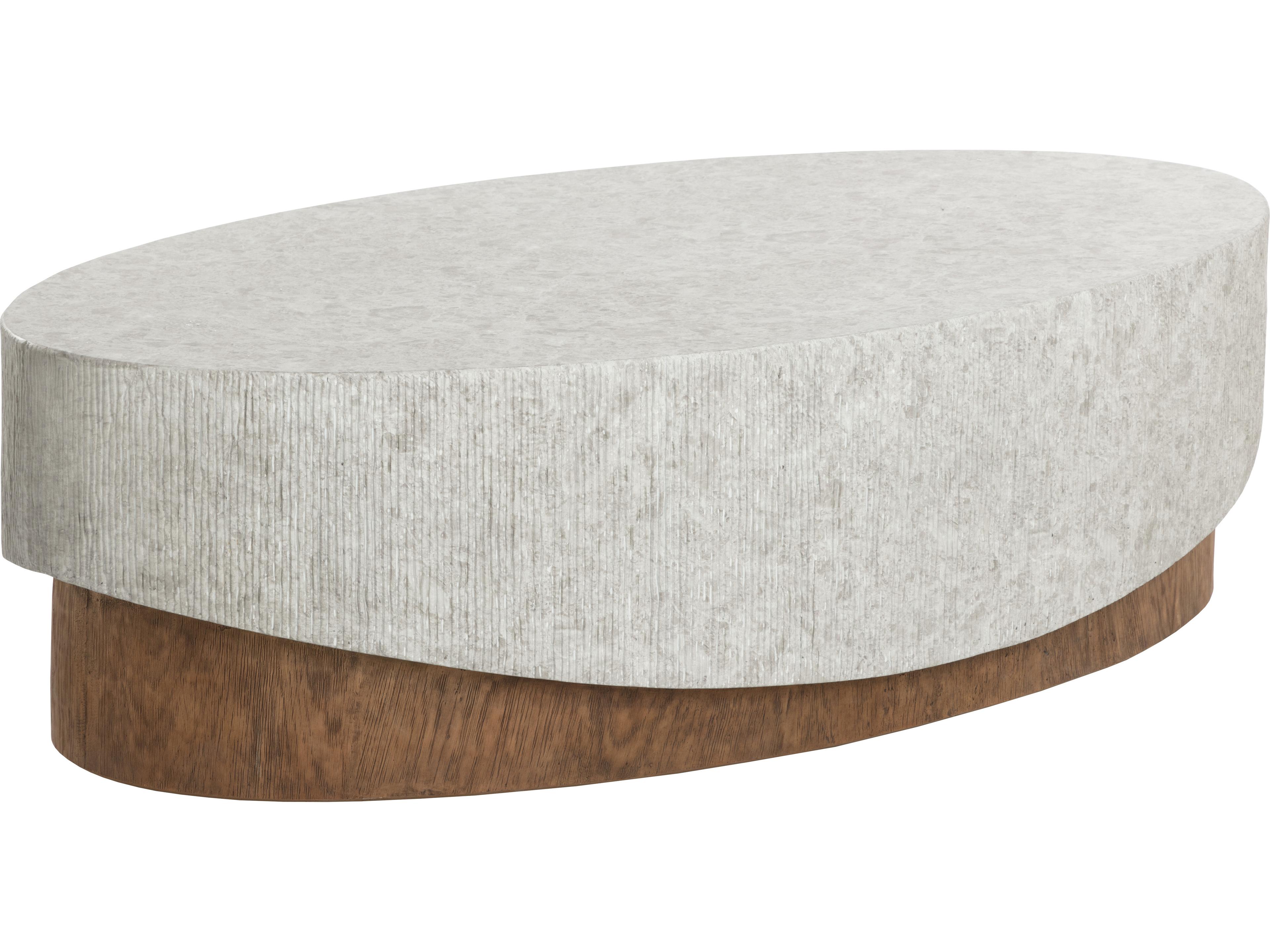 Sunpan Outdoor Leda Concrete Oval Coffee Table