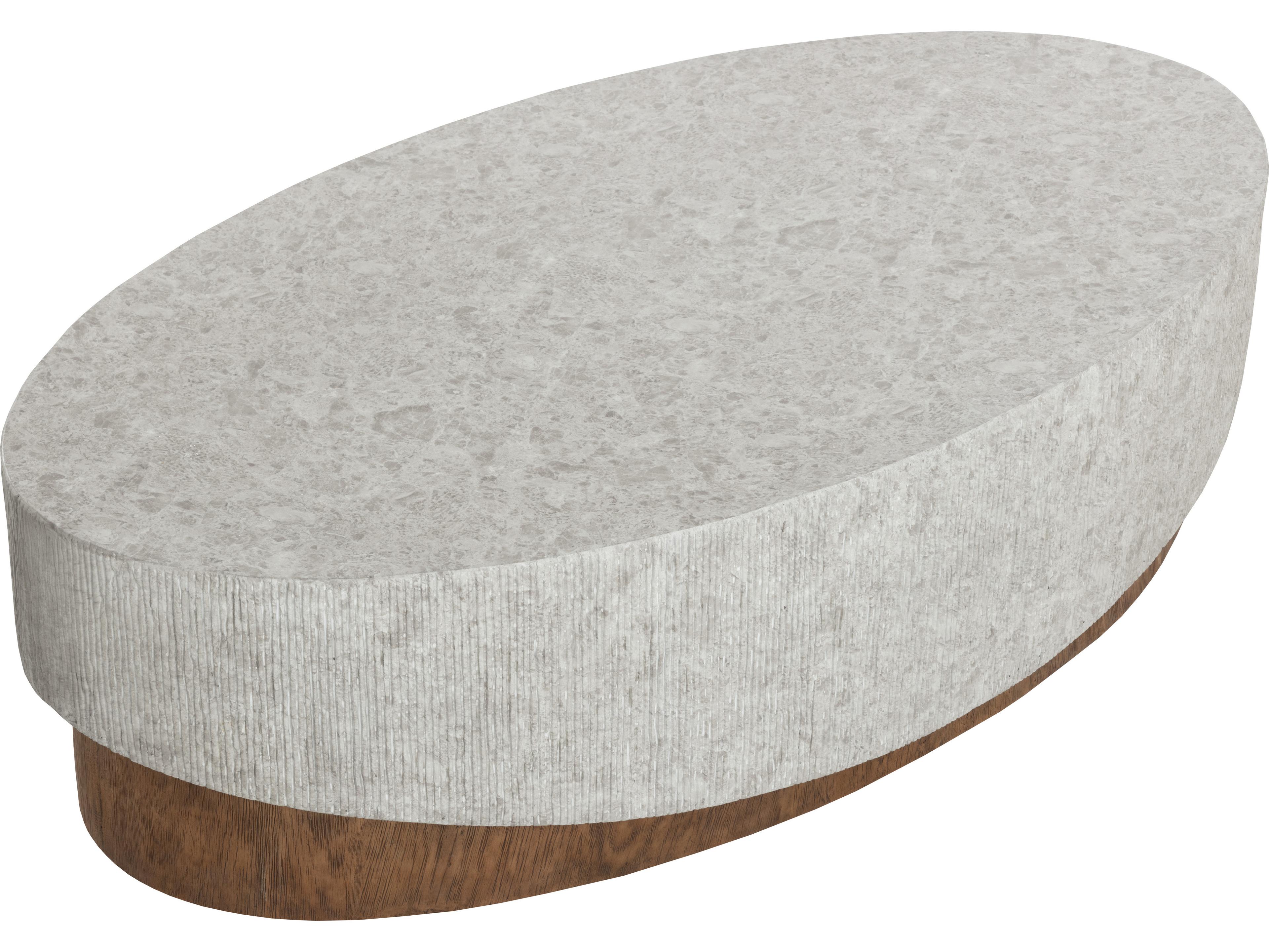 Sunpan Outdoor Leda Concrete Oval Coffee Table