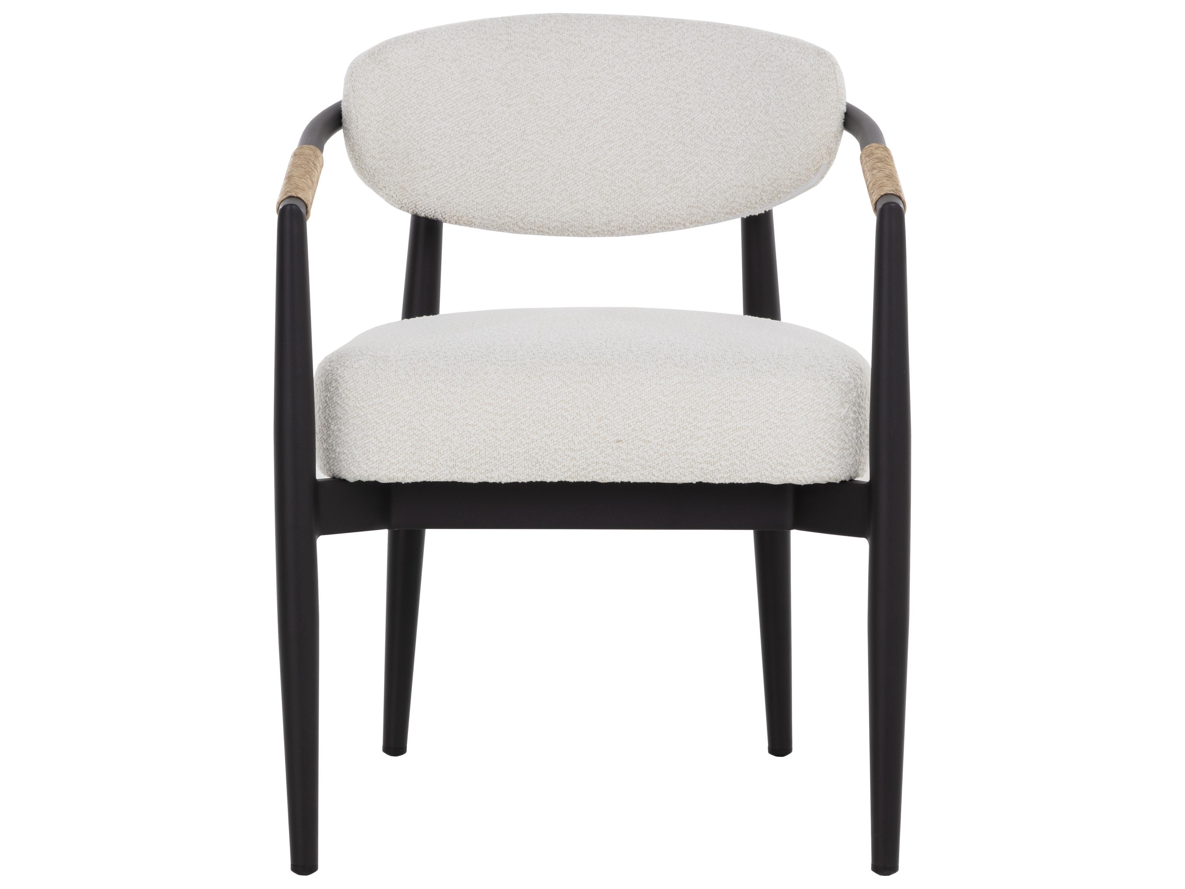 Sunpan Outdoor Marita Dining Armchair in Black in Louis Cream
