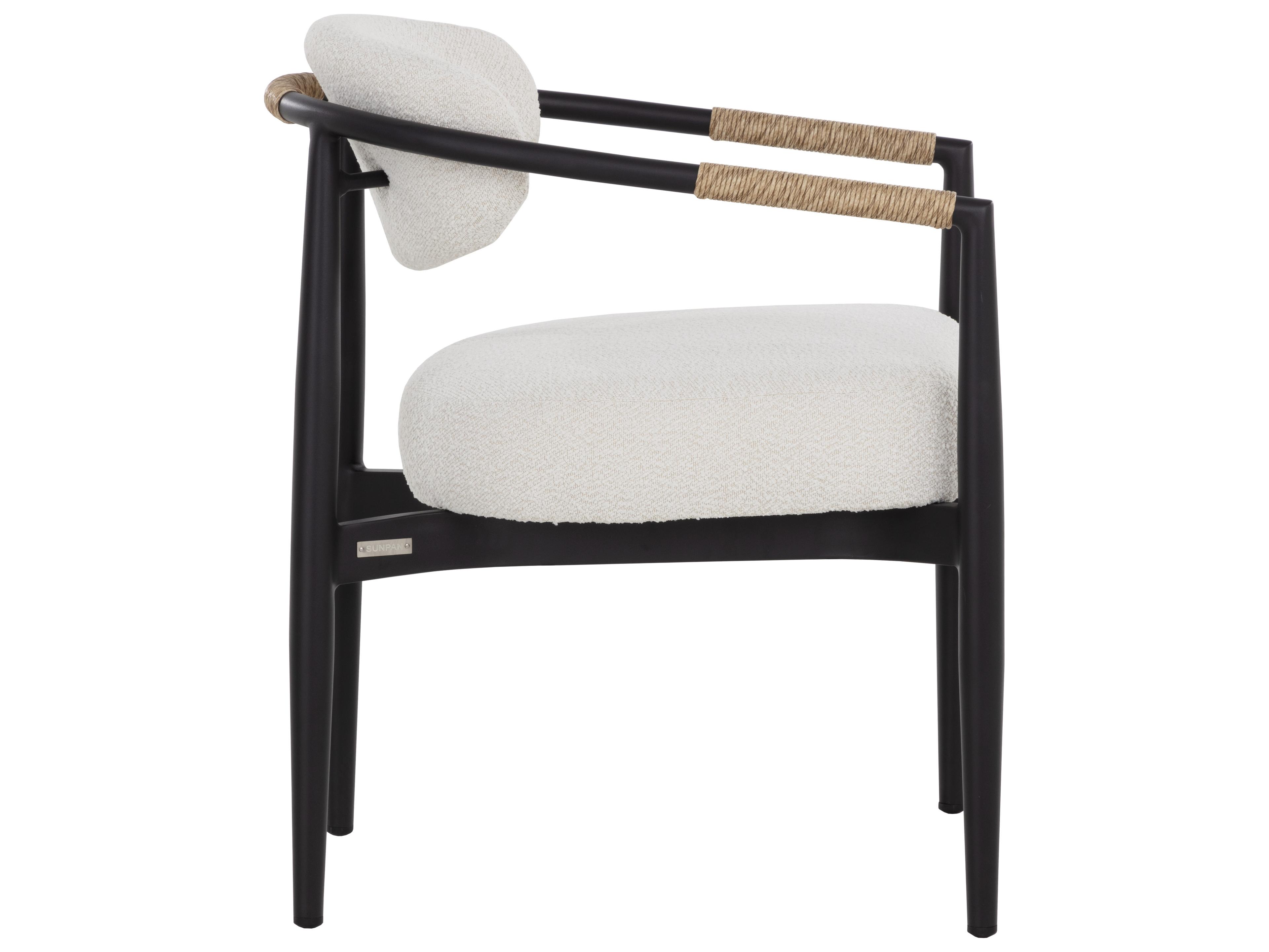 Sunpan Outdoor Marita Dining Armchair in Black in Louis Cream