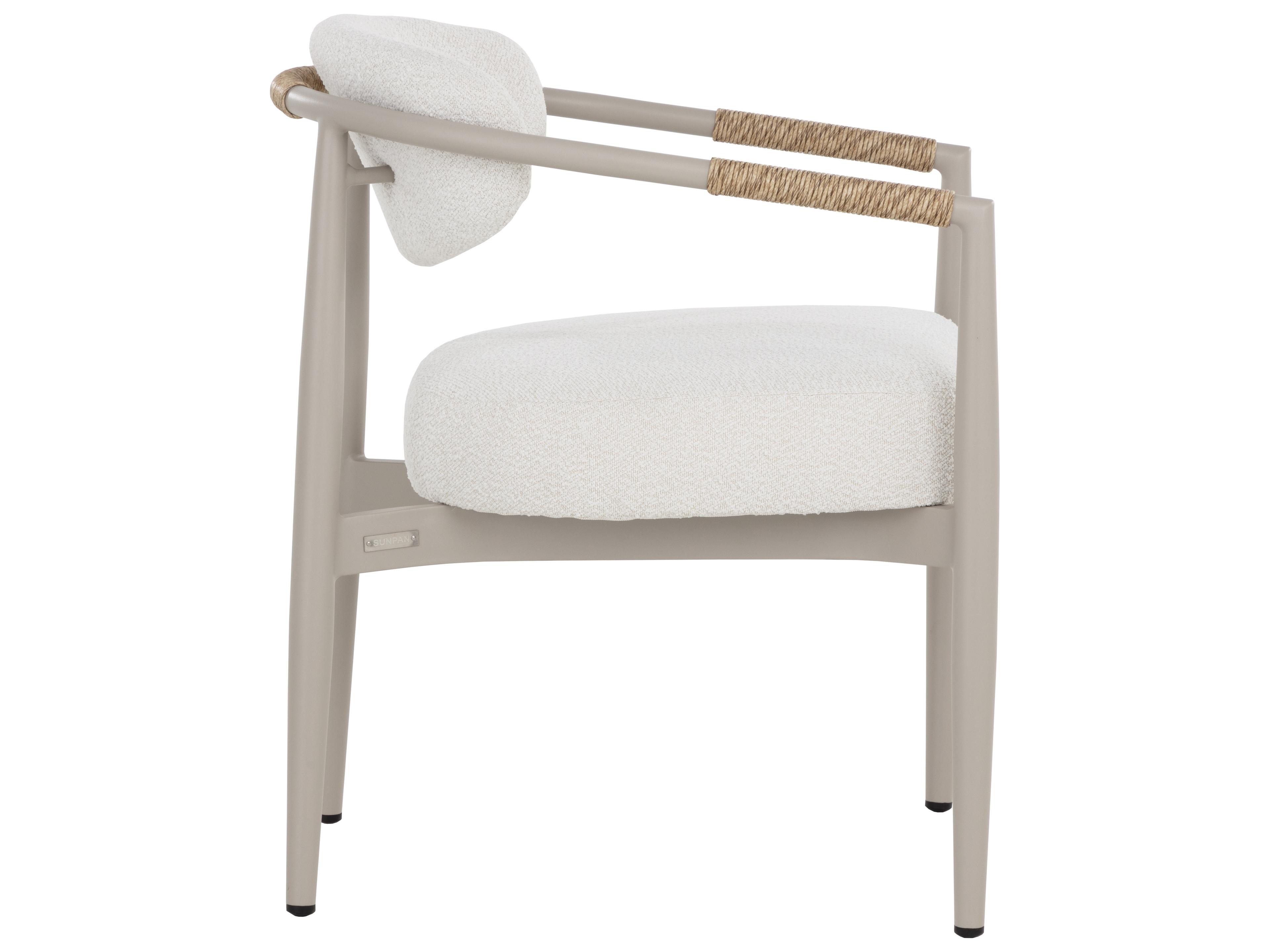 Sunpan Outdoor Marita Dining Armchair in Greige in Louis Cream