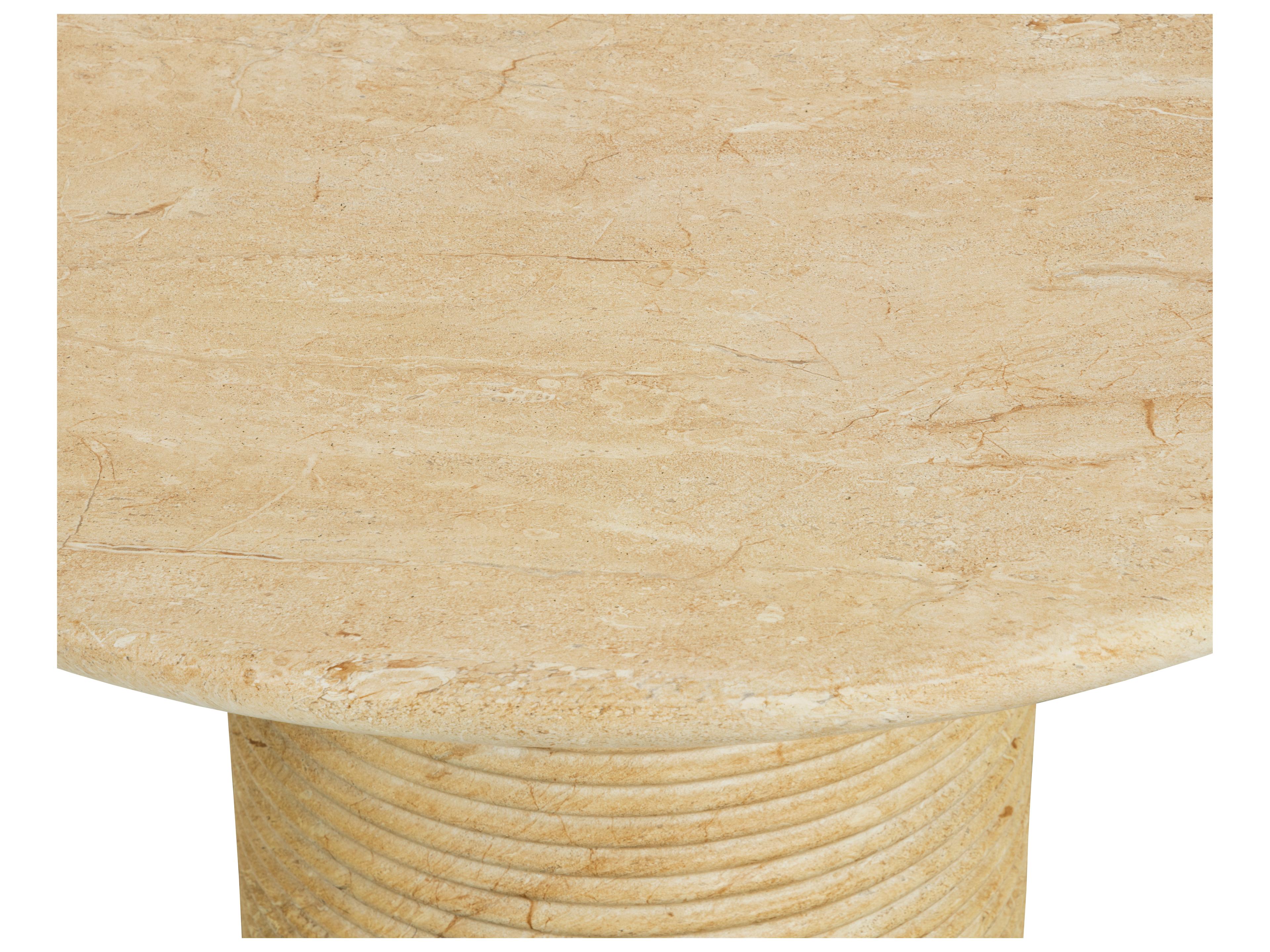 Sunpan Outdoor Riva Dining Table in Travertine Look in Natural in 43"
