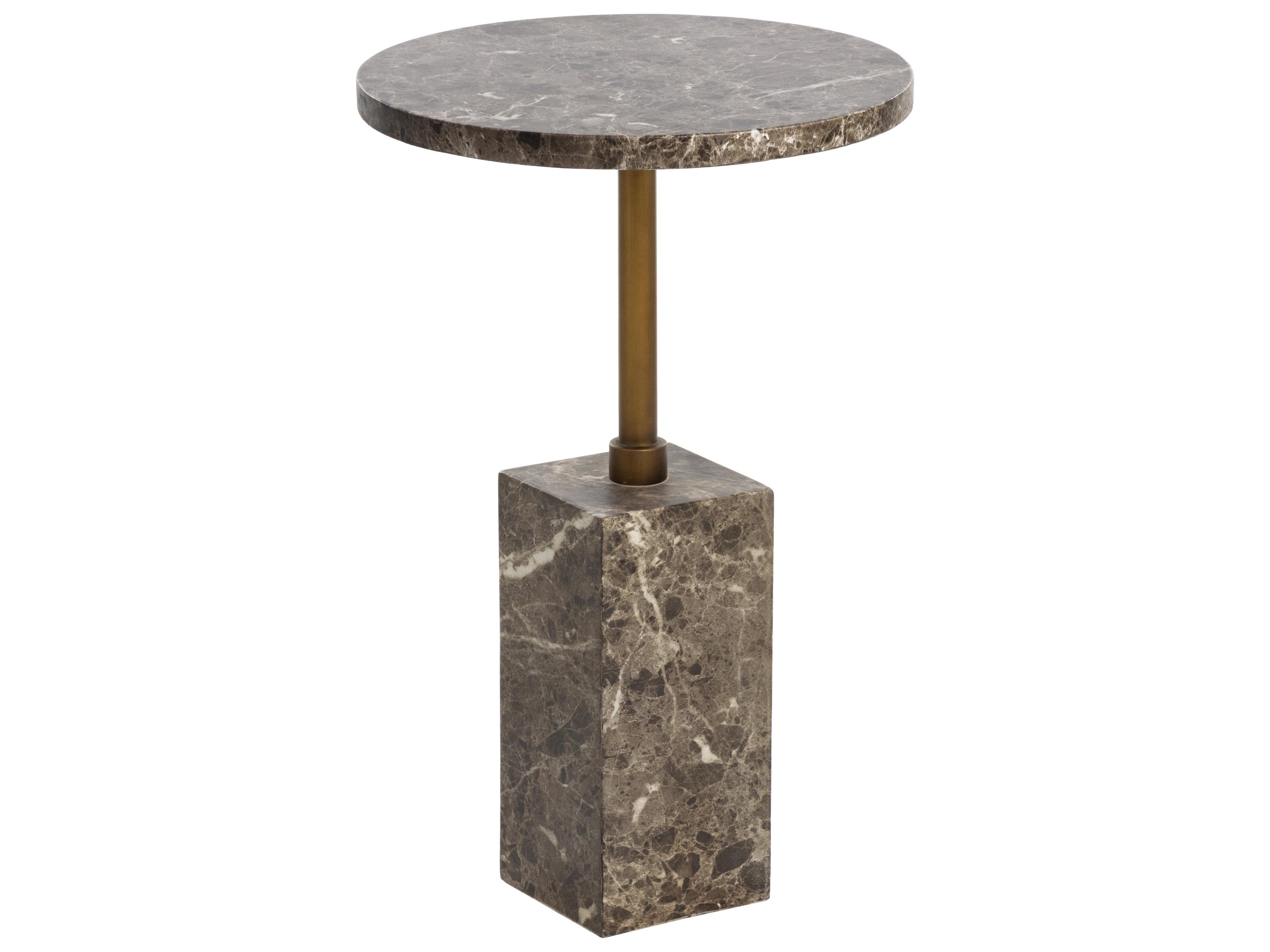 Sunpan Outdoor Mizani End Table in Marble Look in Dark Emperador