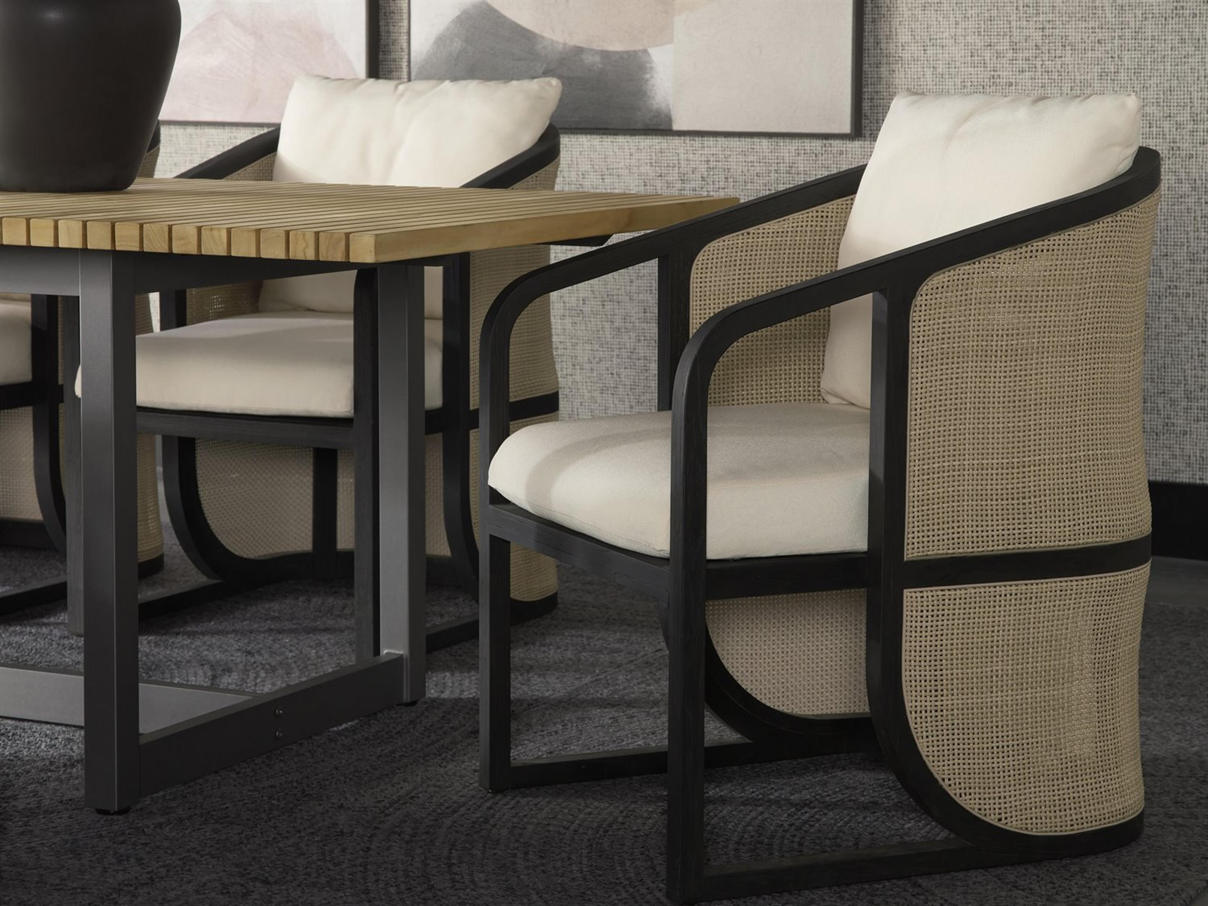 Palermo Teak Wood Charcoal Dining Set in Stinson Cream