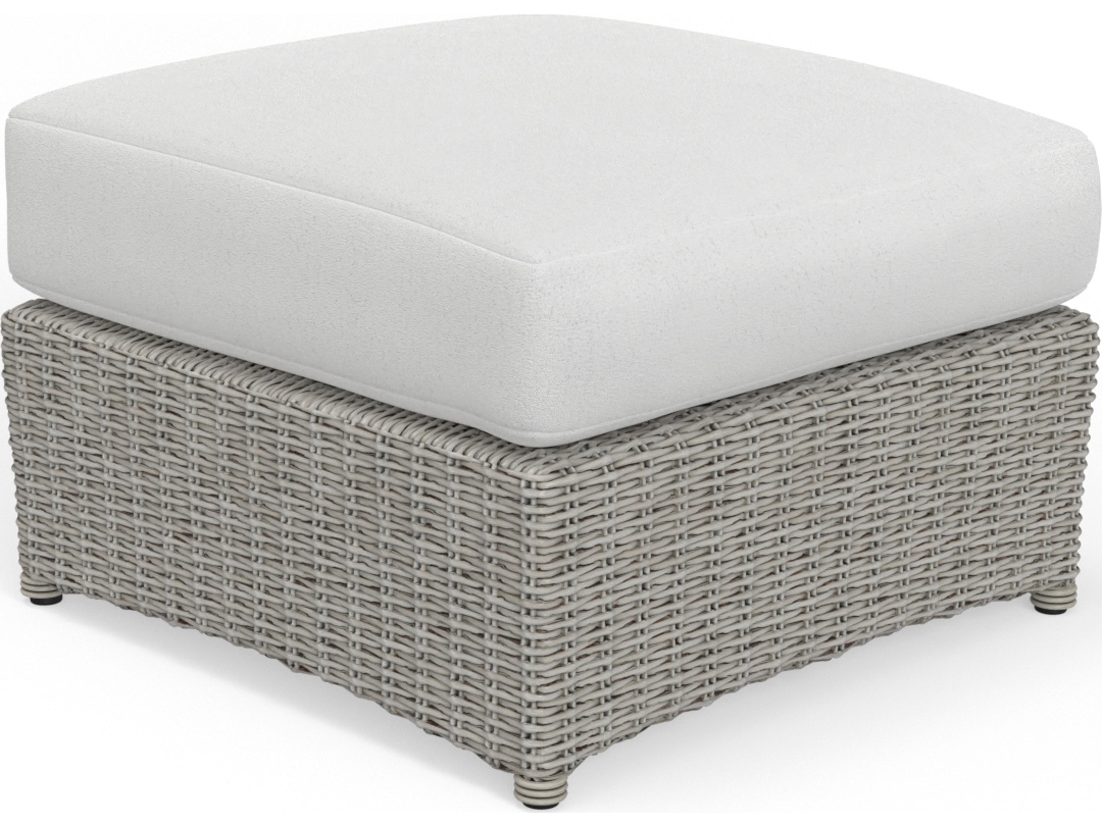 Juniper Bay Wicker Light Driftwood Outdoor Ottoman