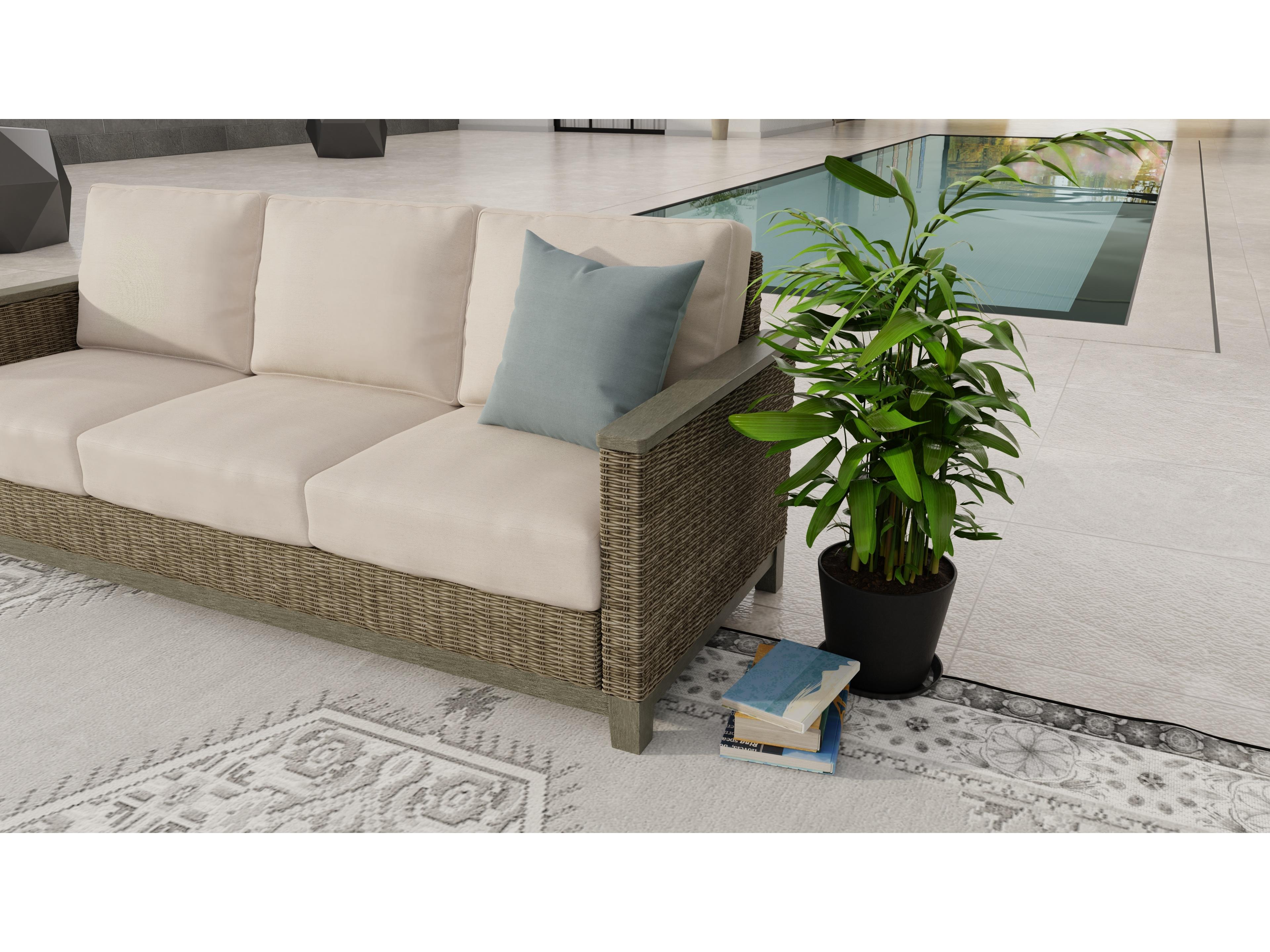 South Sea Rattan Timberline Quick Ship Wicker Cushion Sofa