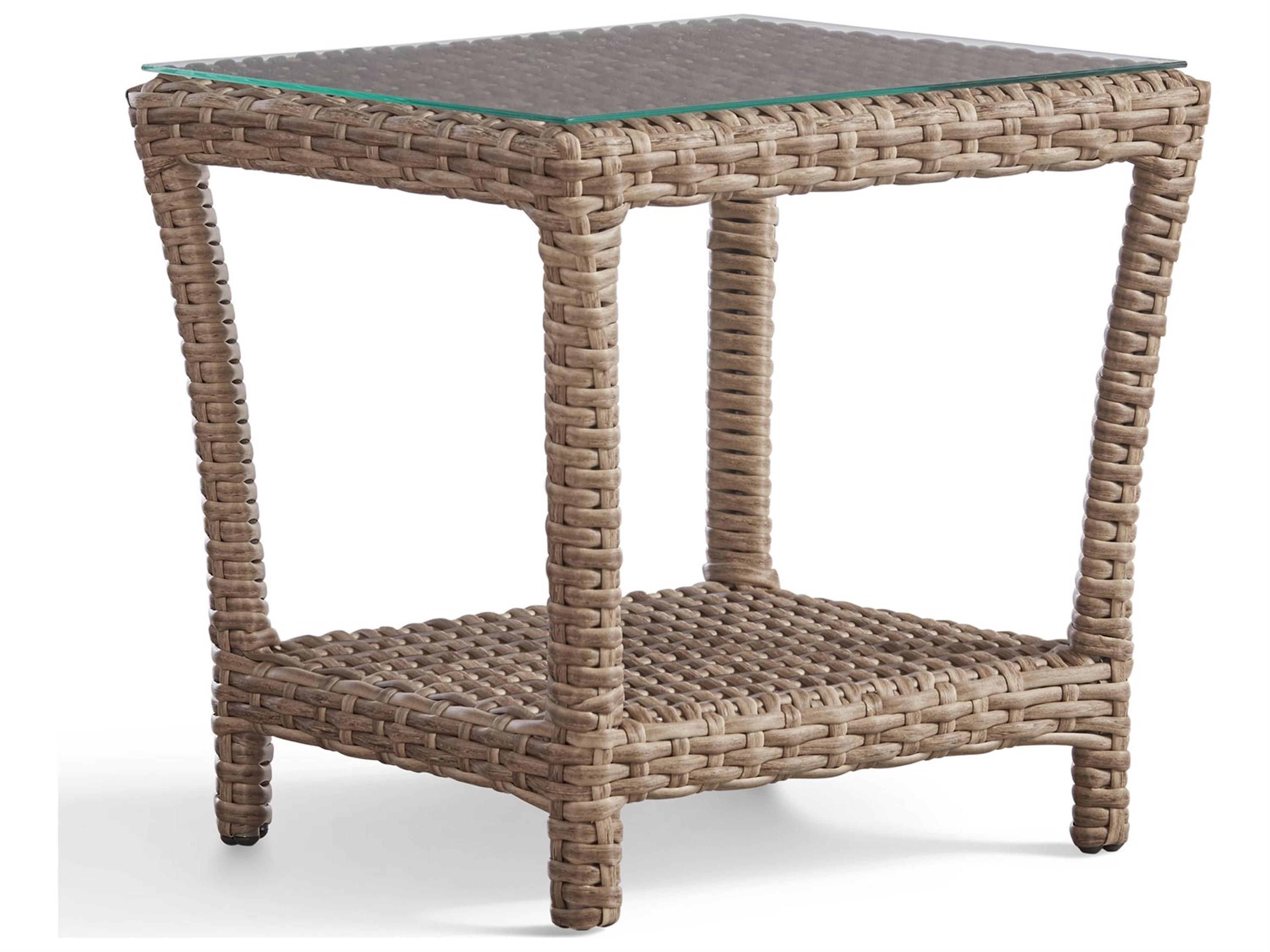 Caswell Wicker Mushroom Rectangular Patio End Table