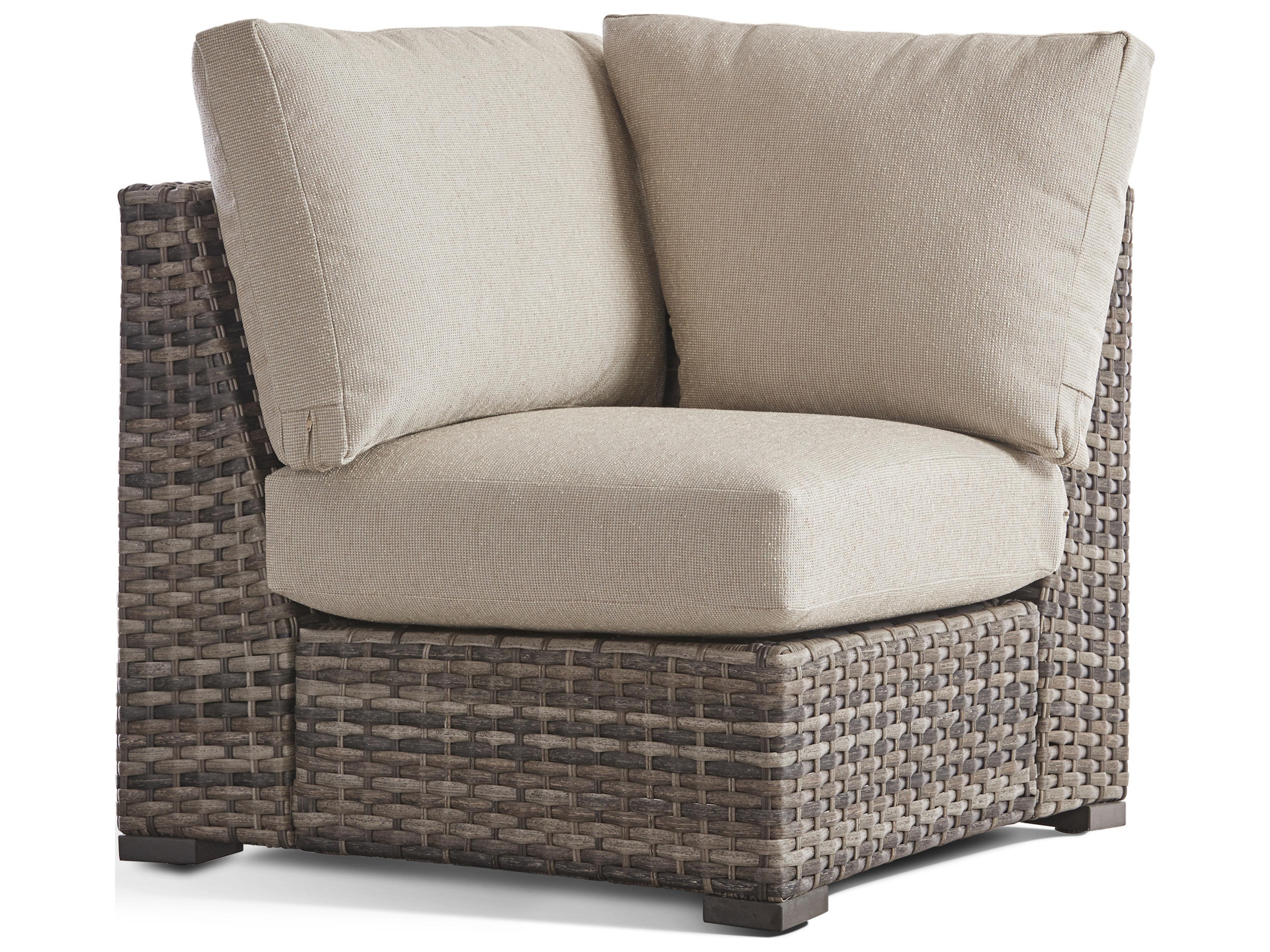New Java Wicker Sandstone Square Corner Patio Lounge Chair