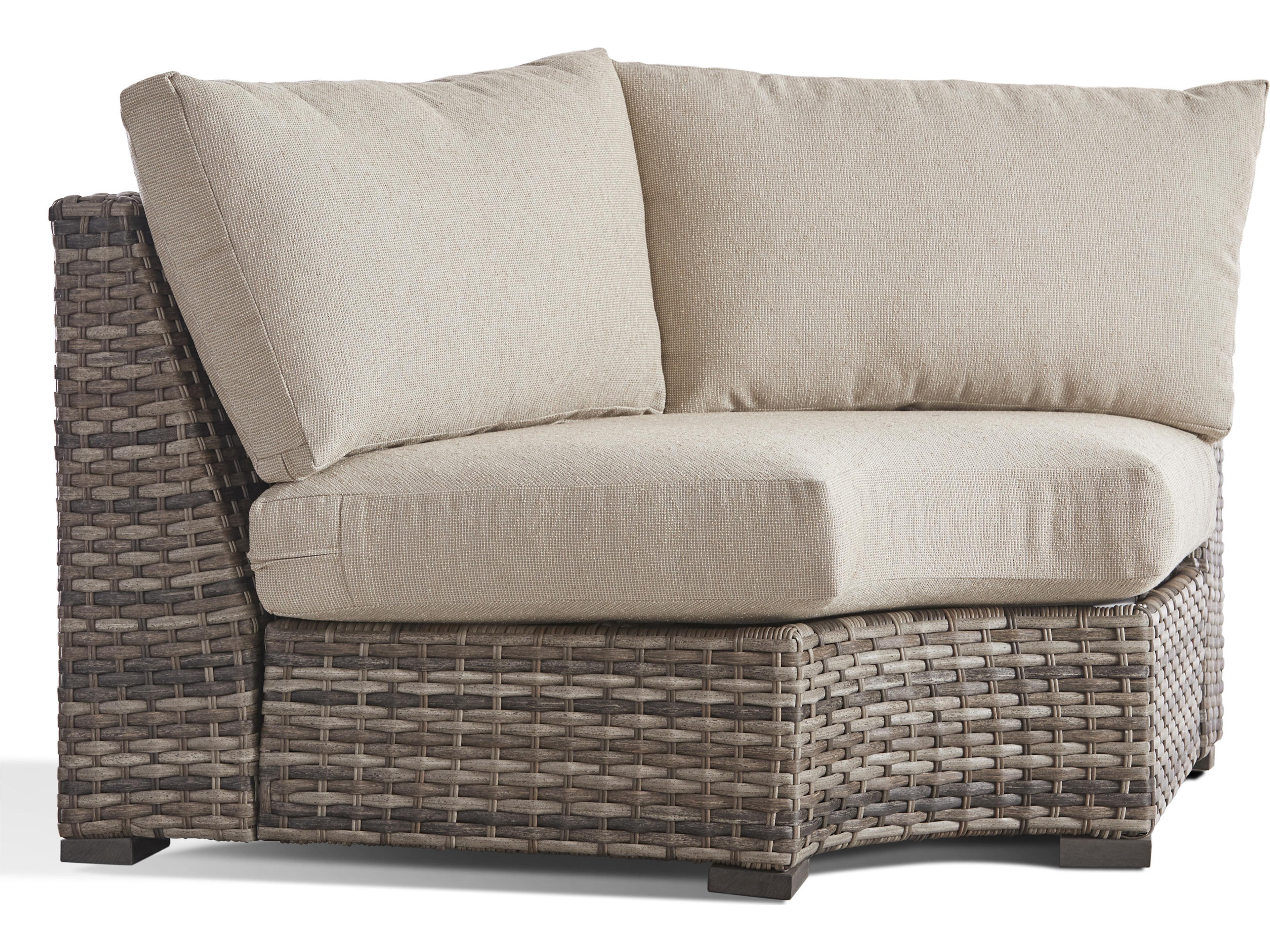 New Java Wicker Sandstone Wedge Corner Outdoor Lounge Chair