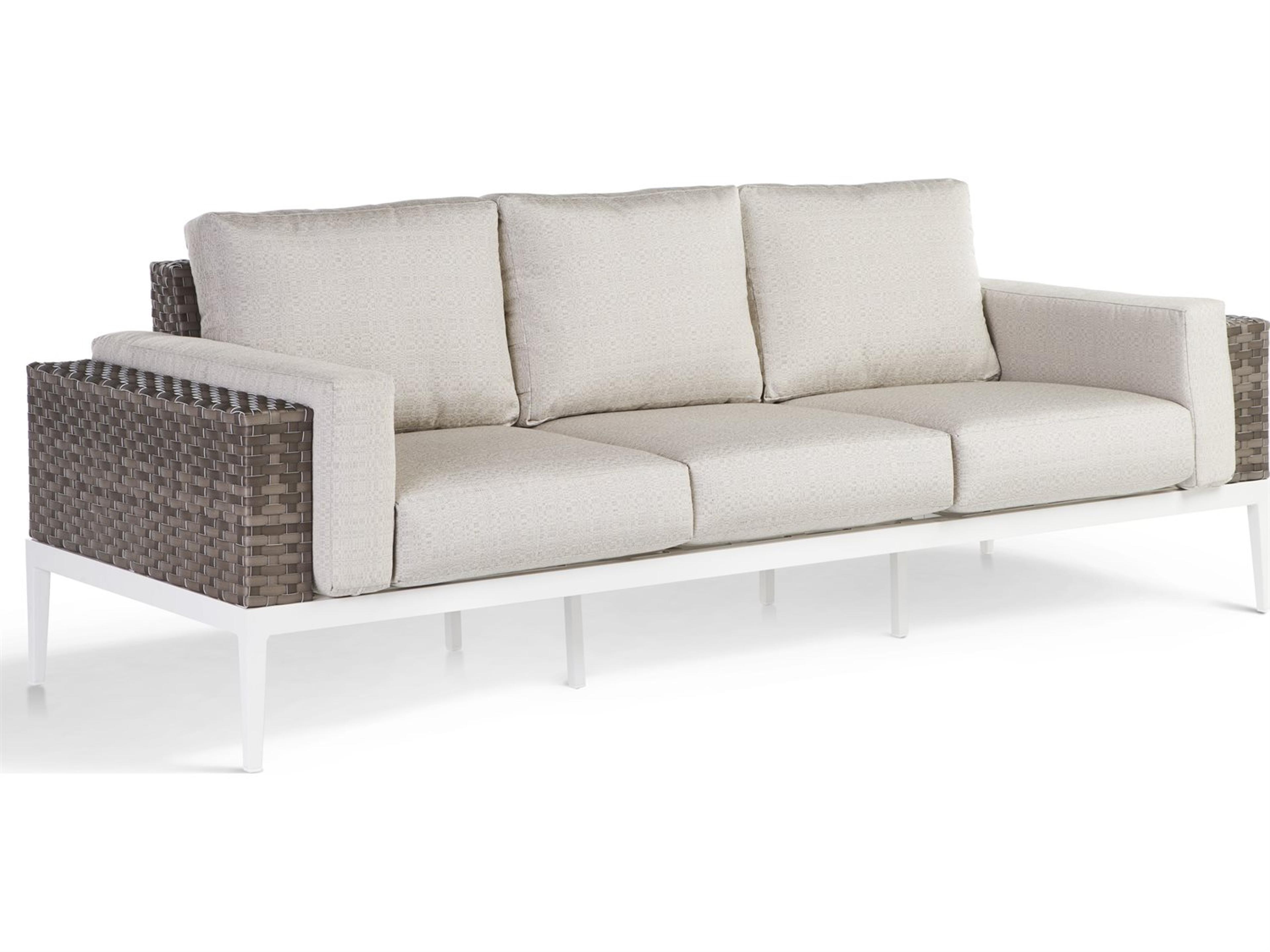 Stevie Wicker Patio Sofa with Bolsters Pillows