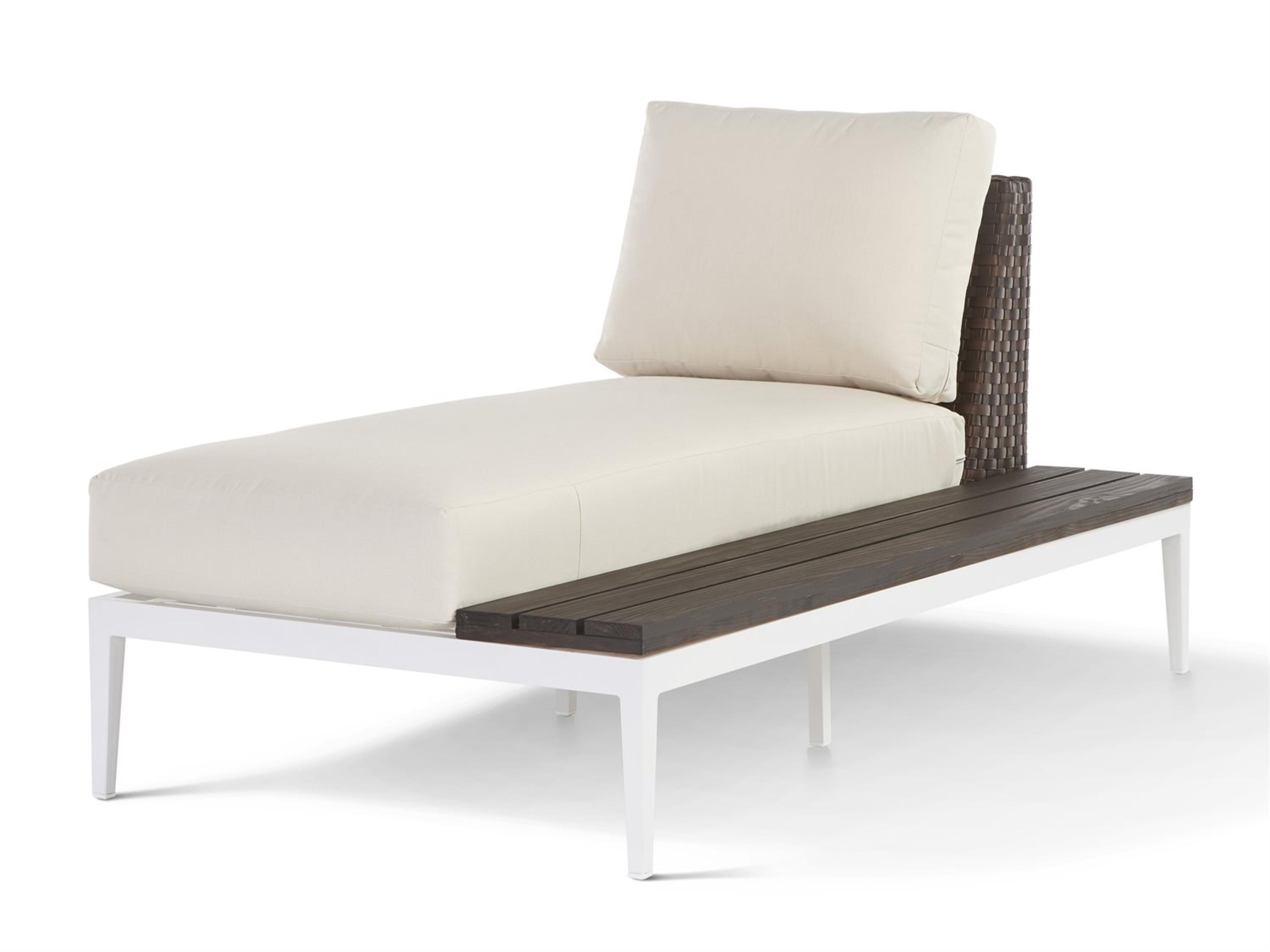 Stevie Wicker Patio Chaise Lounge with Right Side Facing Table