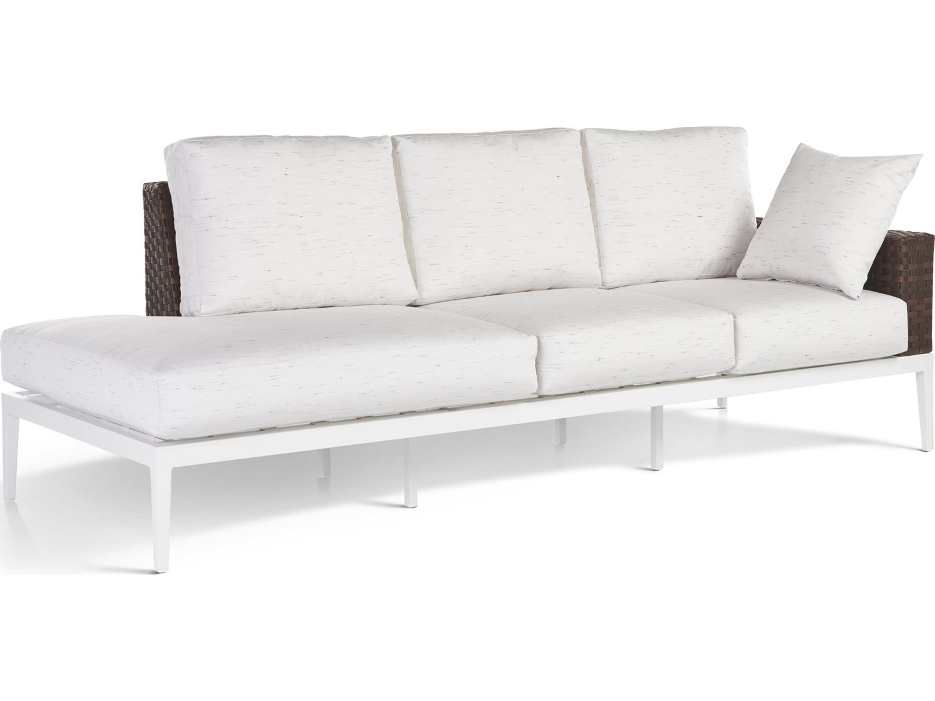 Stevie Wicker Outdoor Patio Sofa Left Arm with Bolsters Pillows