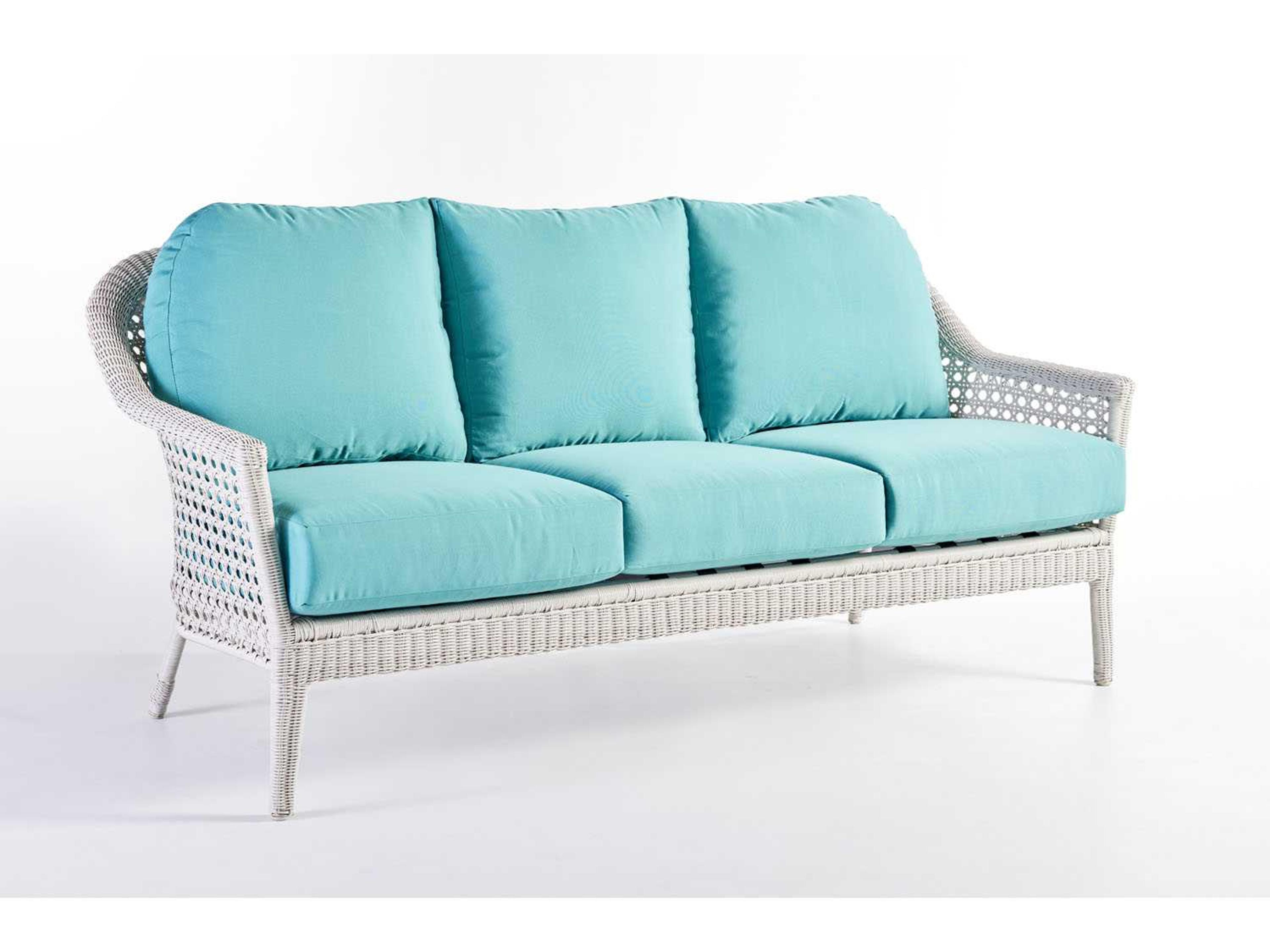 South Sea Rattan Wicker Rustic White Patio Sofa