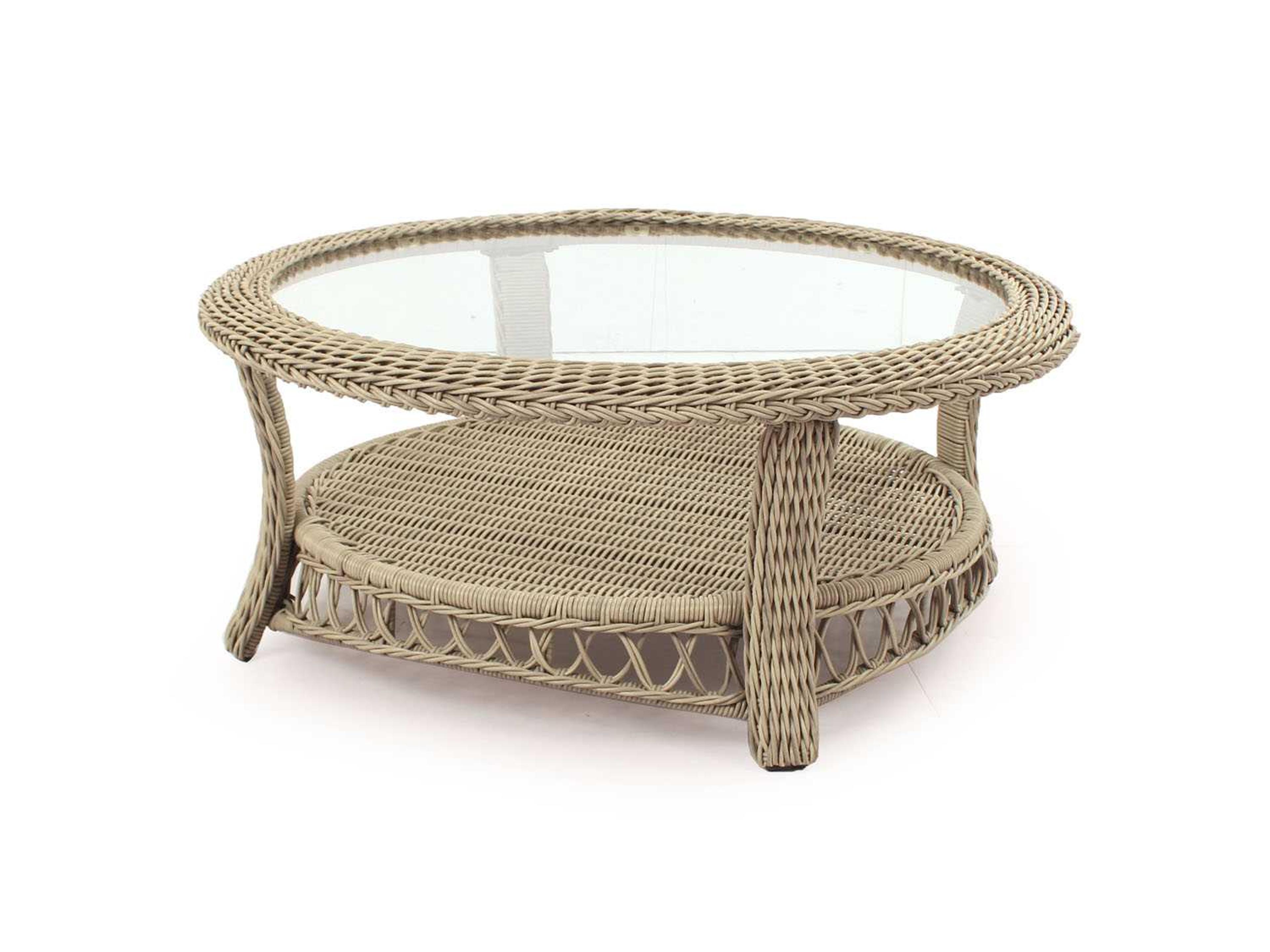Arcadia Wicker Driftwood Round Outdoor Coffee Table