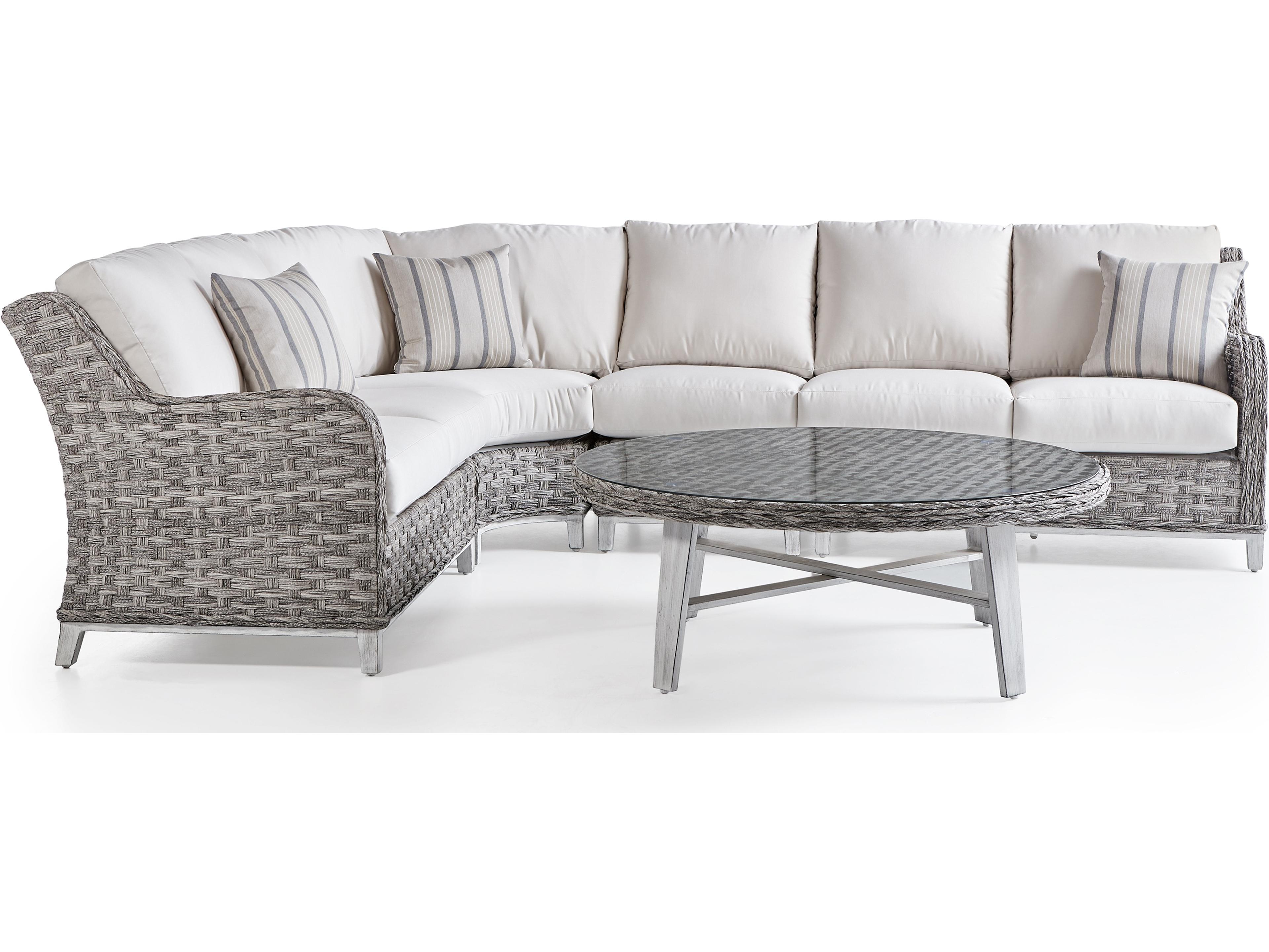 South Sea Rattan Grand Isle Quick Ship Wicker Cushion Lounge Set