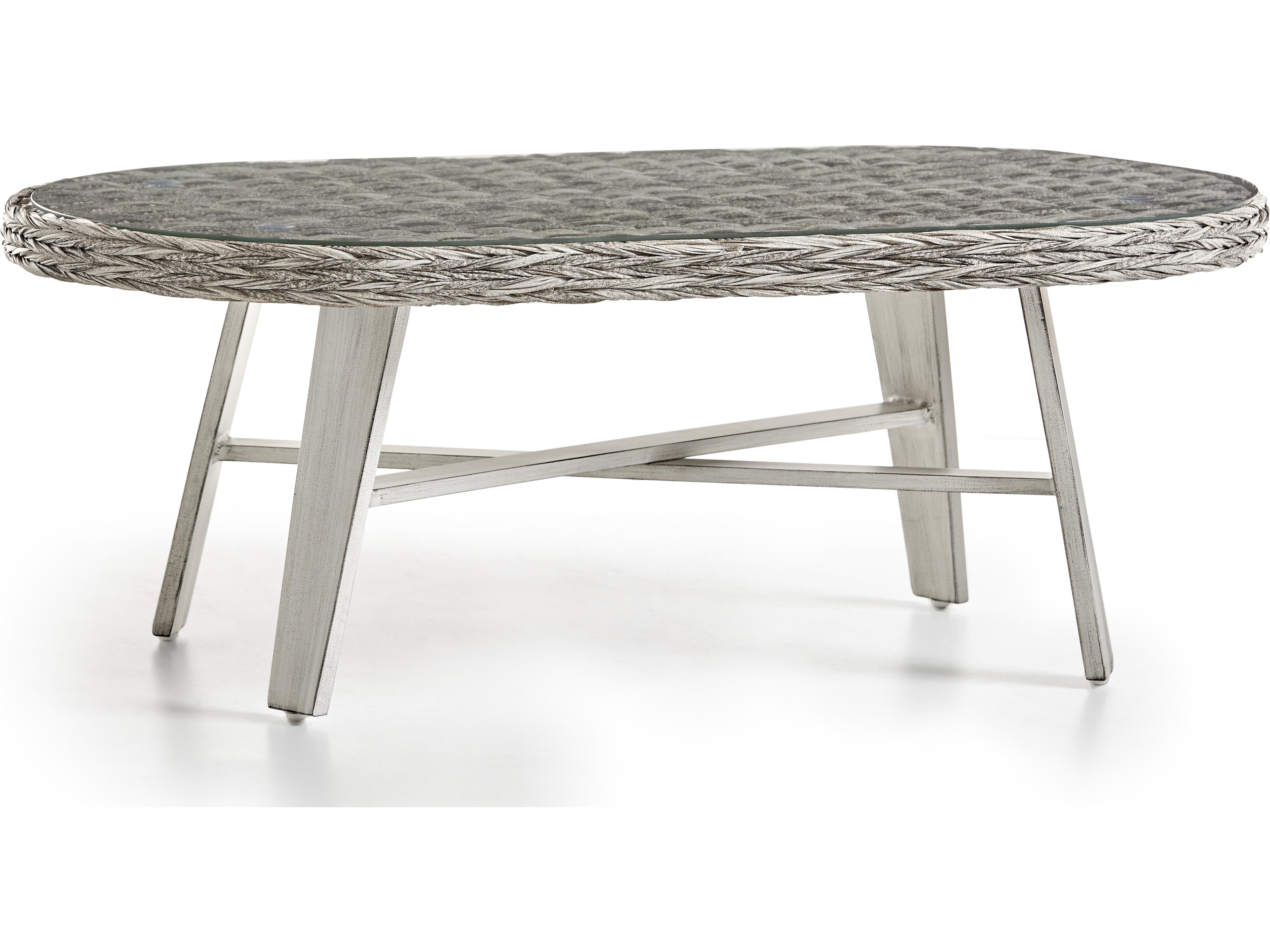 Grand Isle Quick Ship Wicker Oval Coffee Table