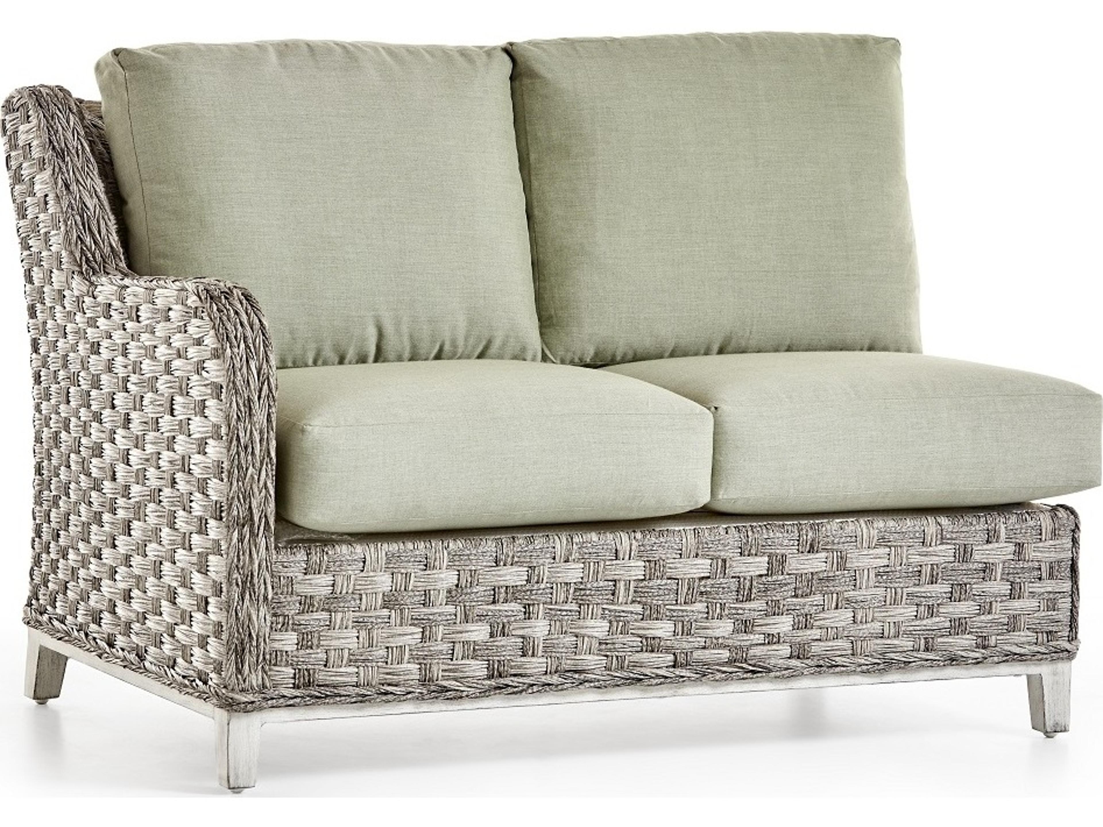 Grand Isle Wicker Left Arm Outdoor Patio Loveseat