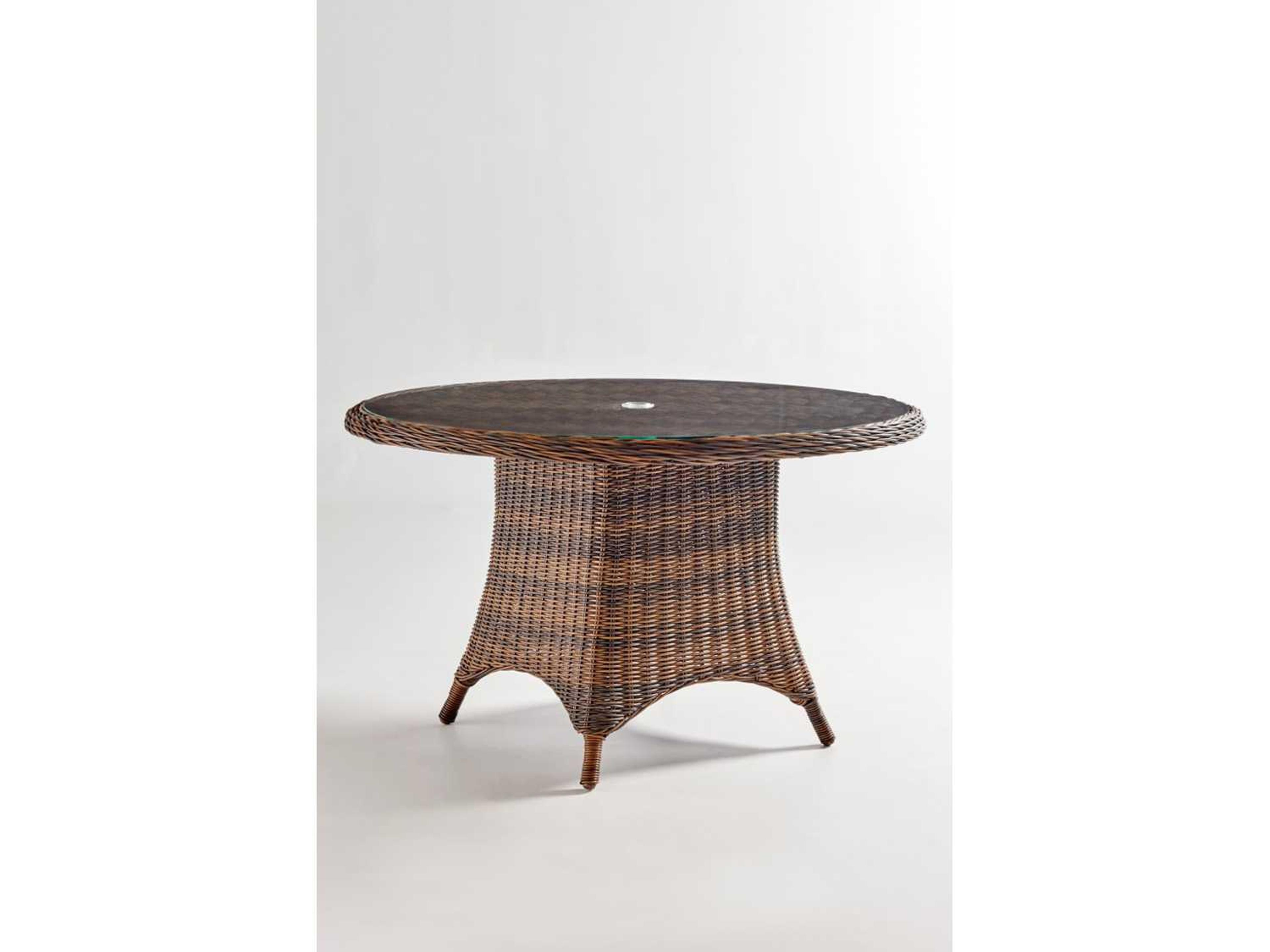Barrington Wicker Chestnut Square Glass Top Dining Chat Table
