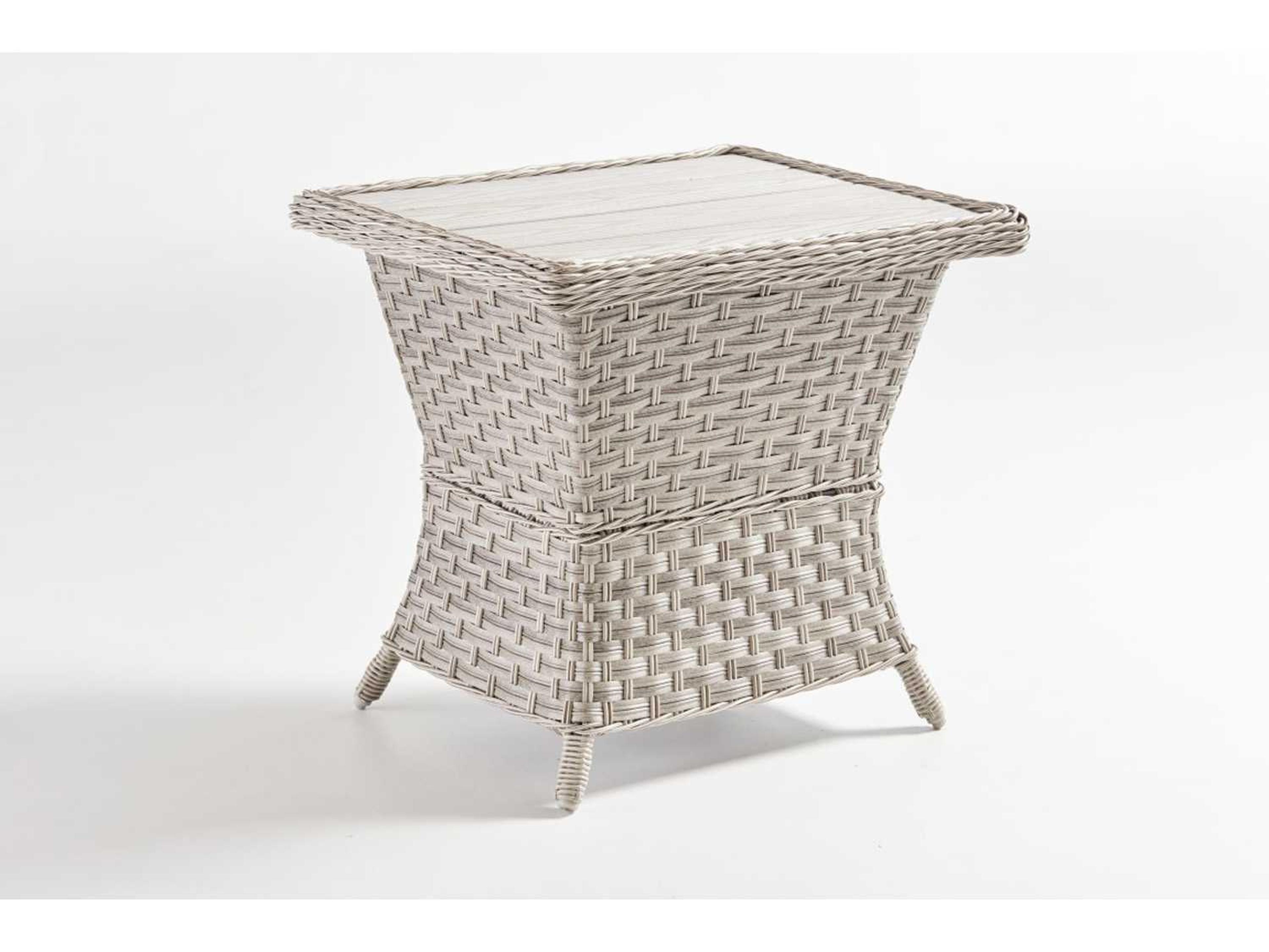 Mayfair Wicker Pebble Rectangular Poly Top Patio End Table