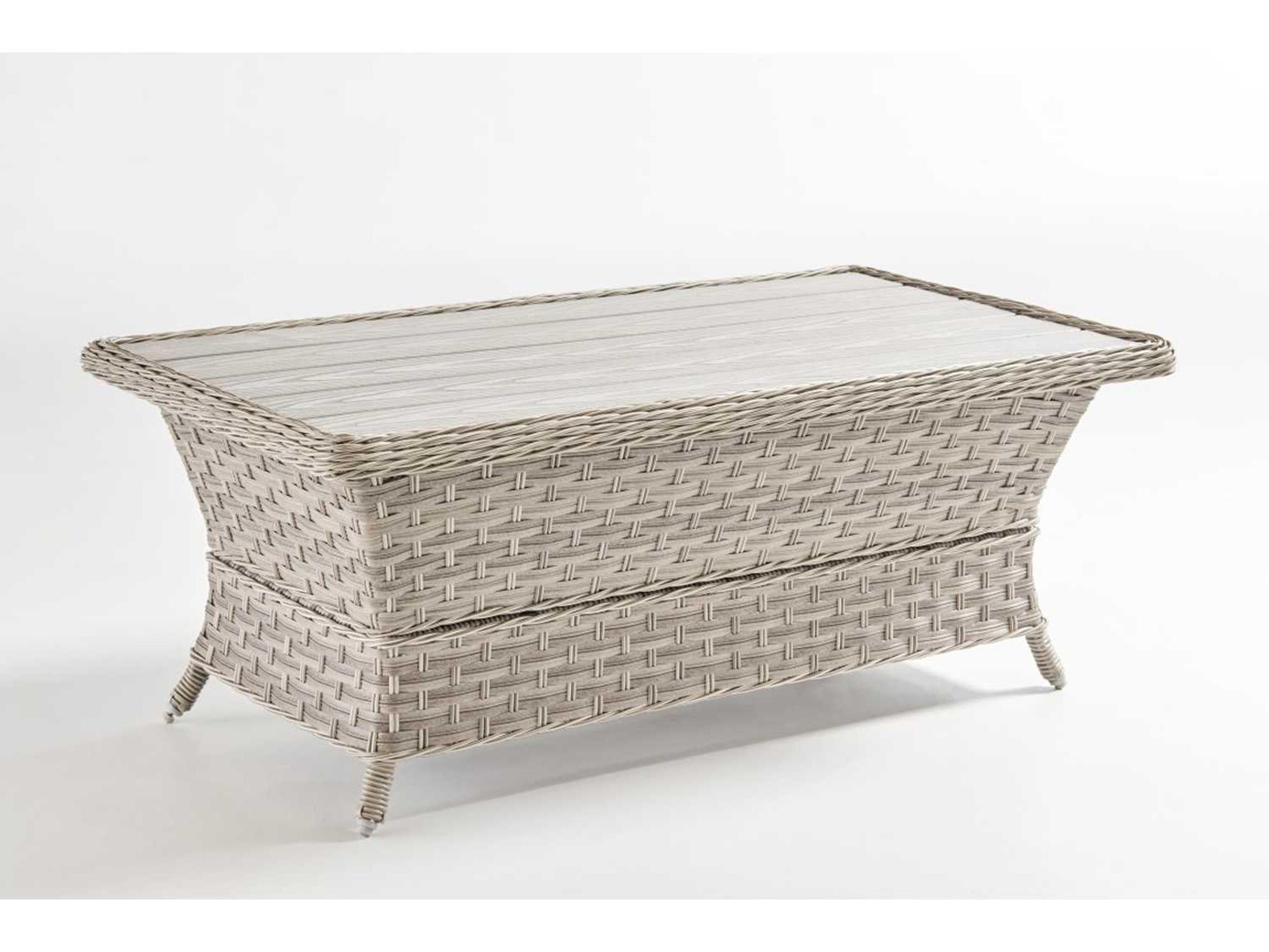 Mayfair Wicker Pebble Rectangular Poly Top Patio Coffee Table