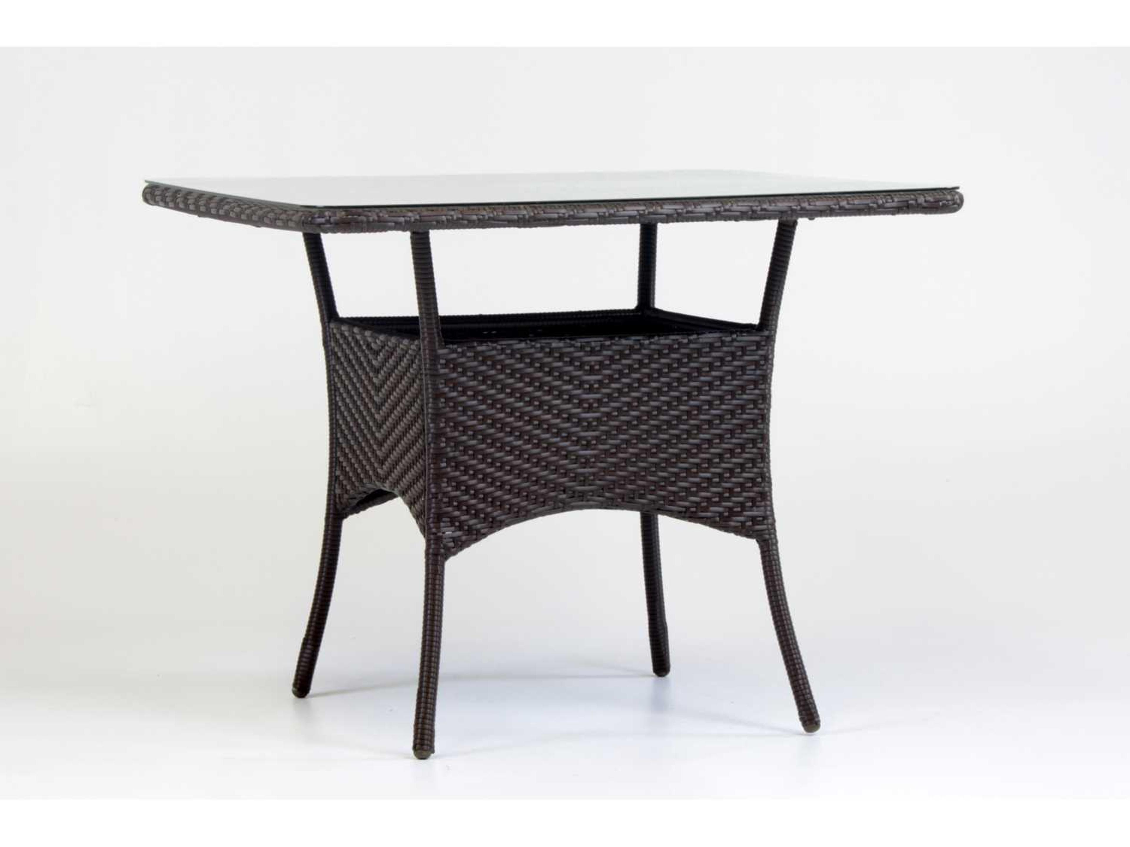 South Sea Rattan Bahia Wicker Square Glass Patio Bistro Table