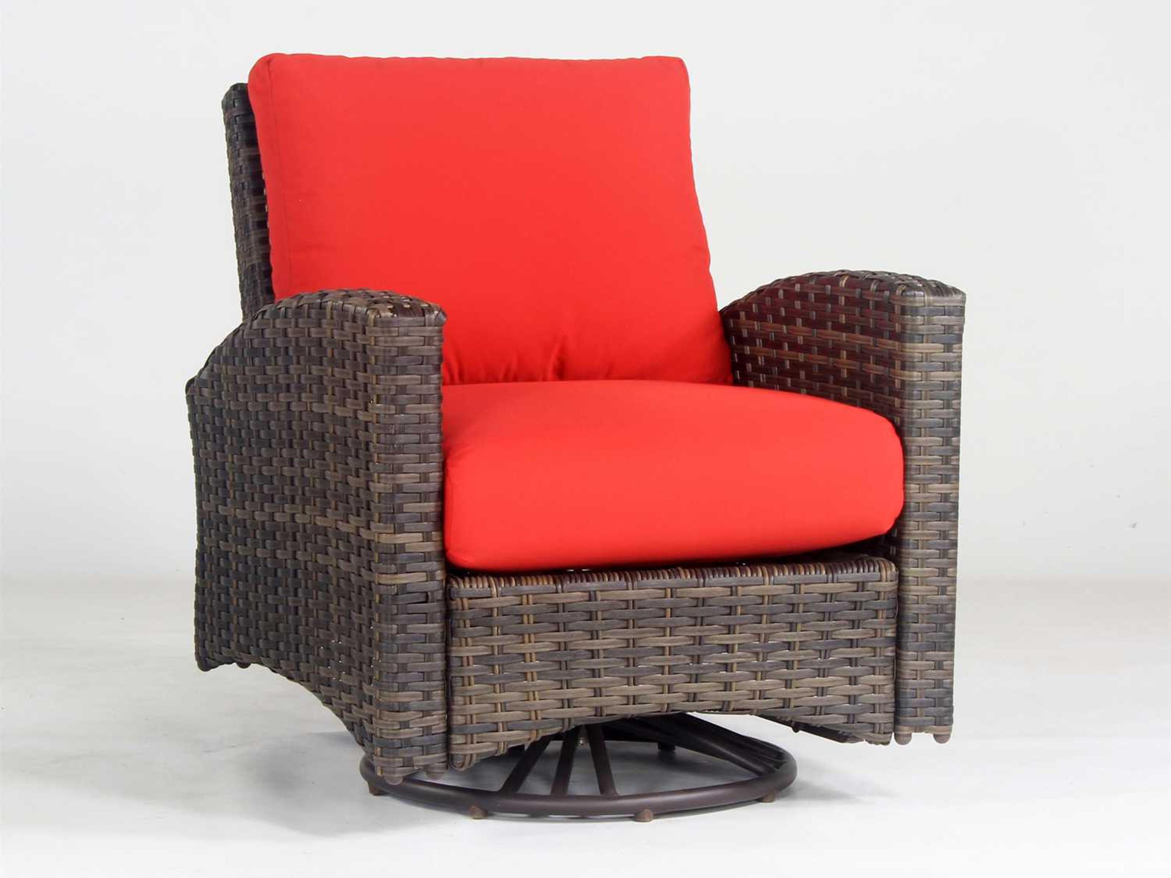 Panama Wicker Charcoal Brown Swivel Glider Outdoor Patio Lounge Chair