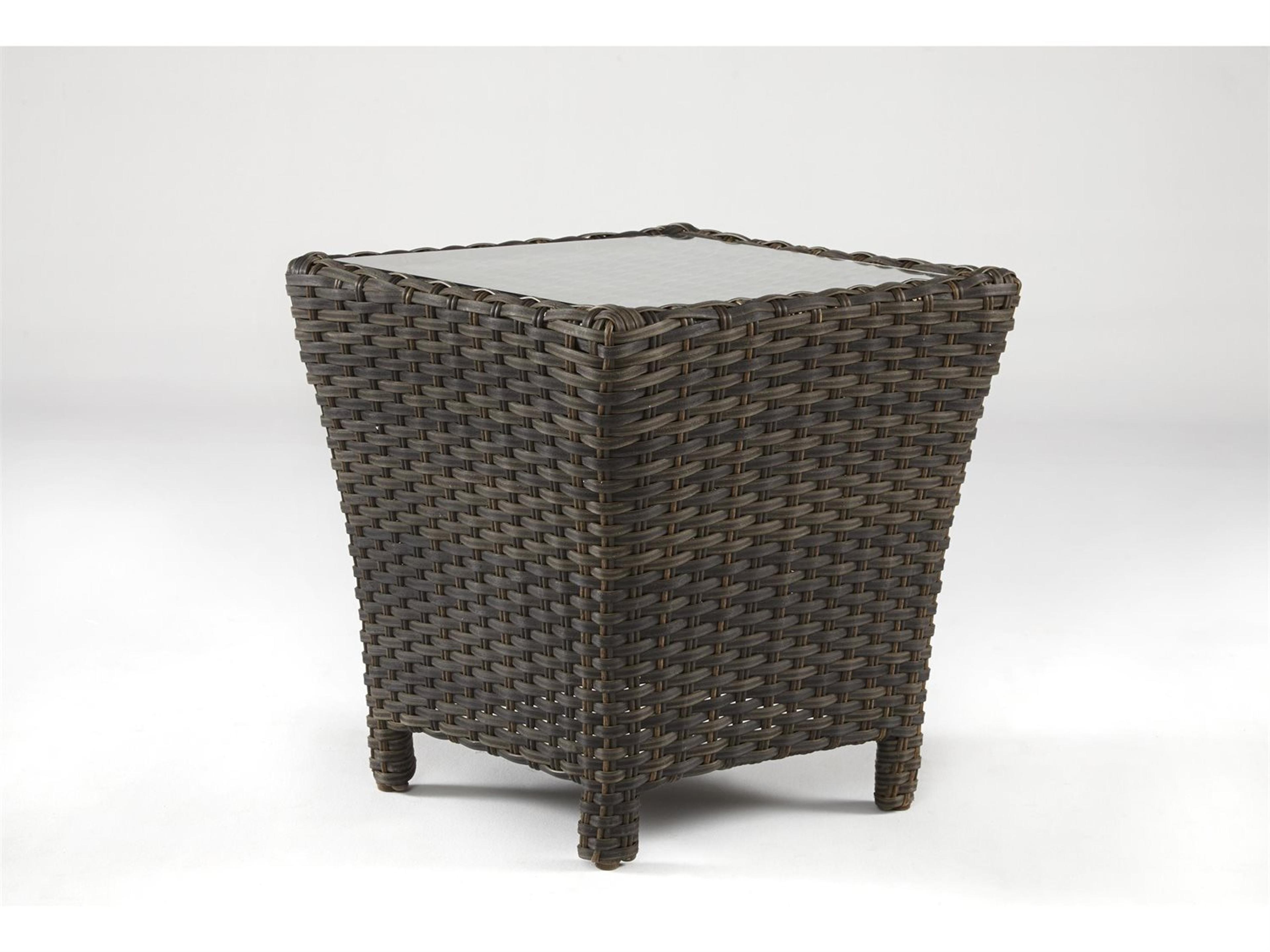 Panama Wicker Charcoal Brown Square Poly Top Outdoor End Table