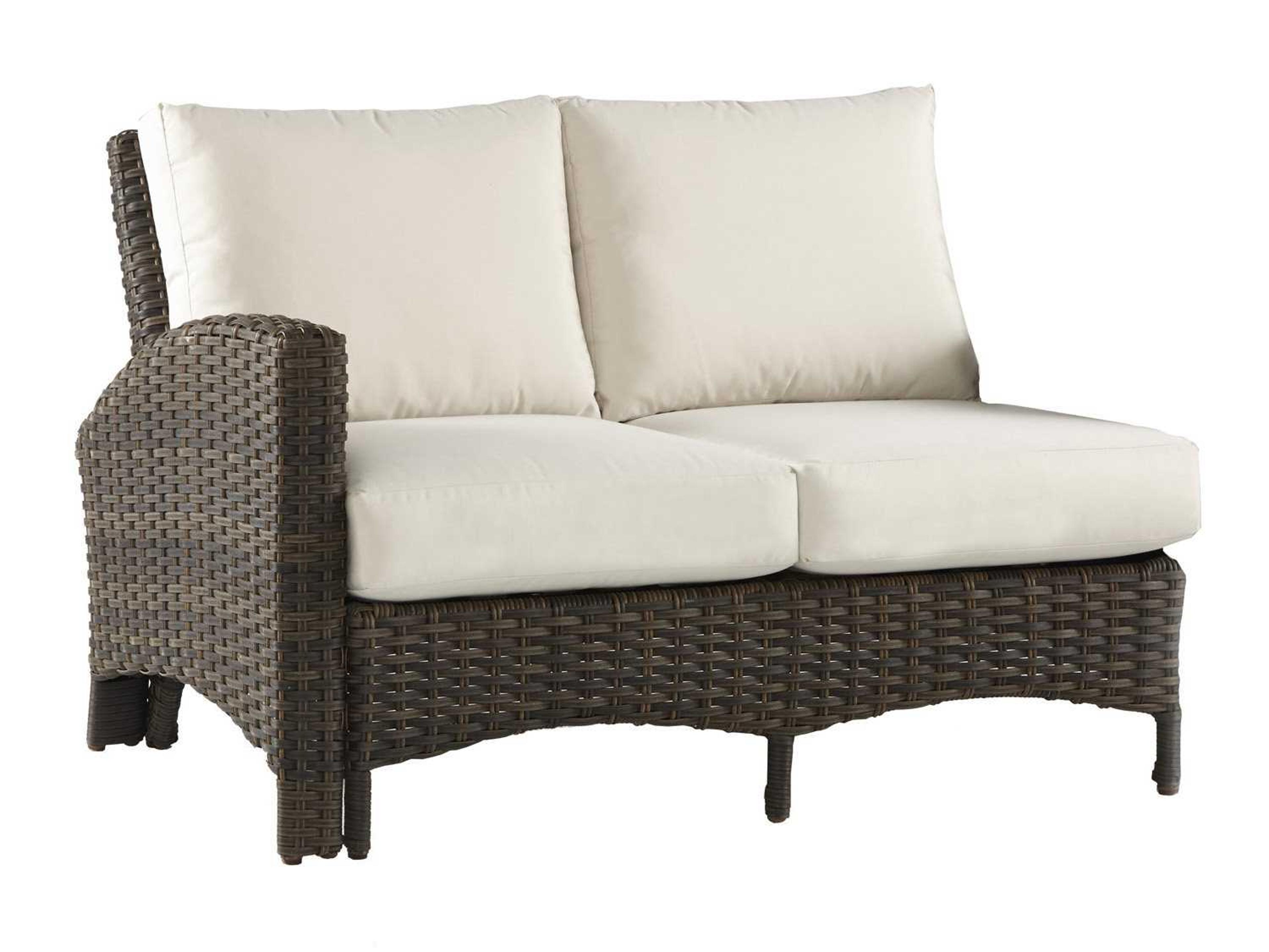 Panama Wicker Charcoal Brown Left Arm Outdoor Patio Loveseat