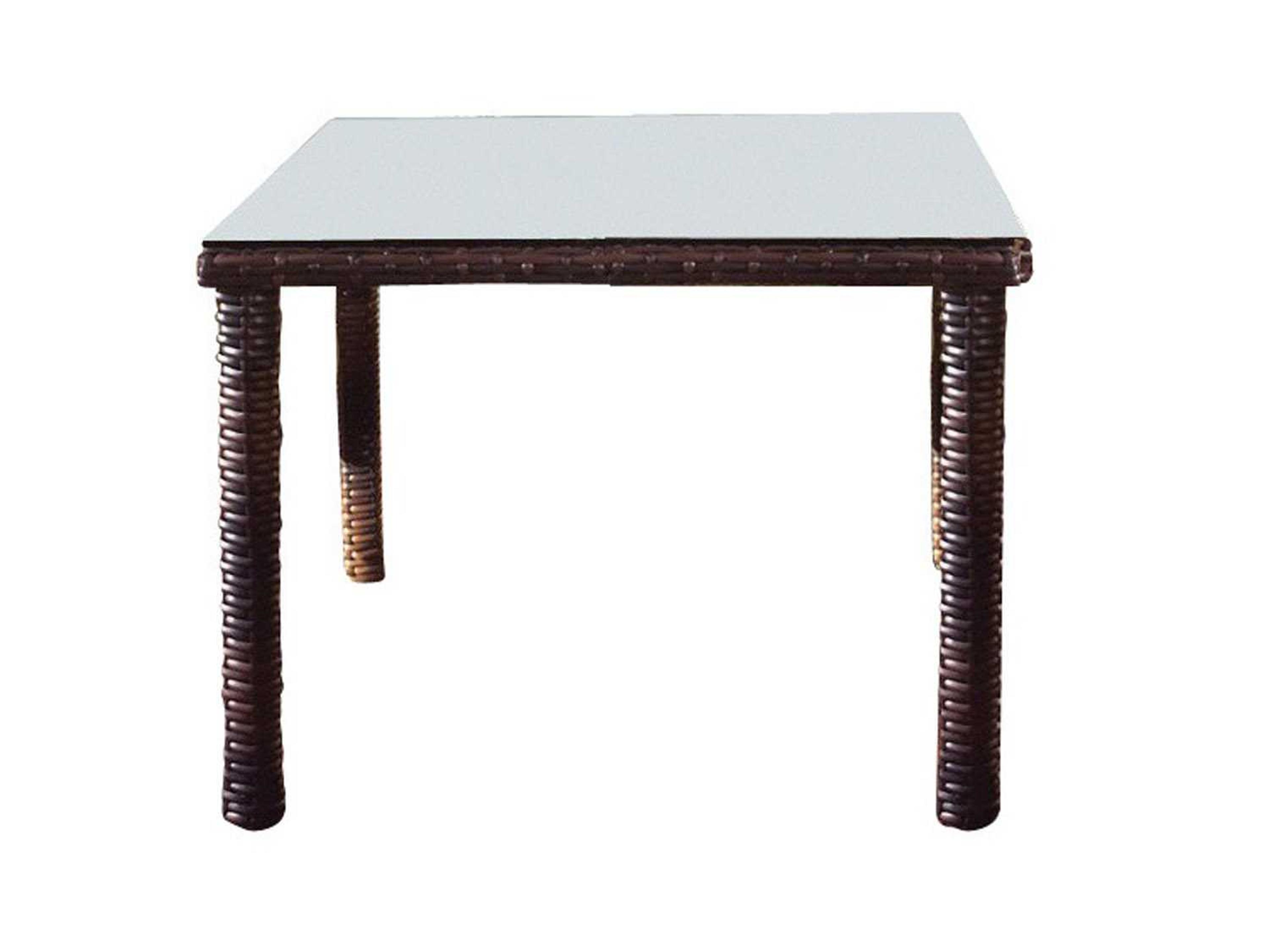 South Sea Rattan St Tropez Wicker Square Glass Top Patio Dining Table