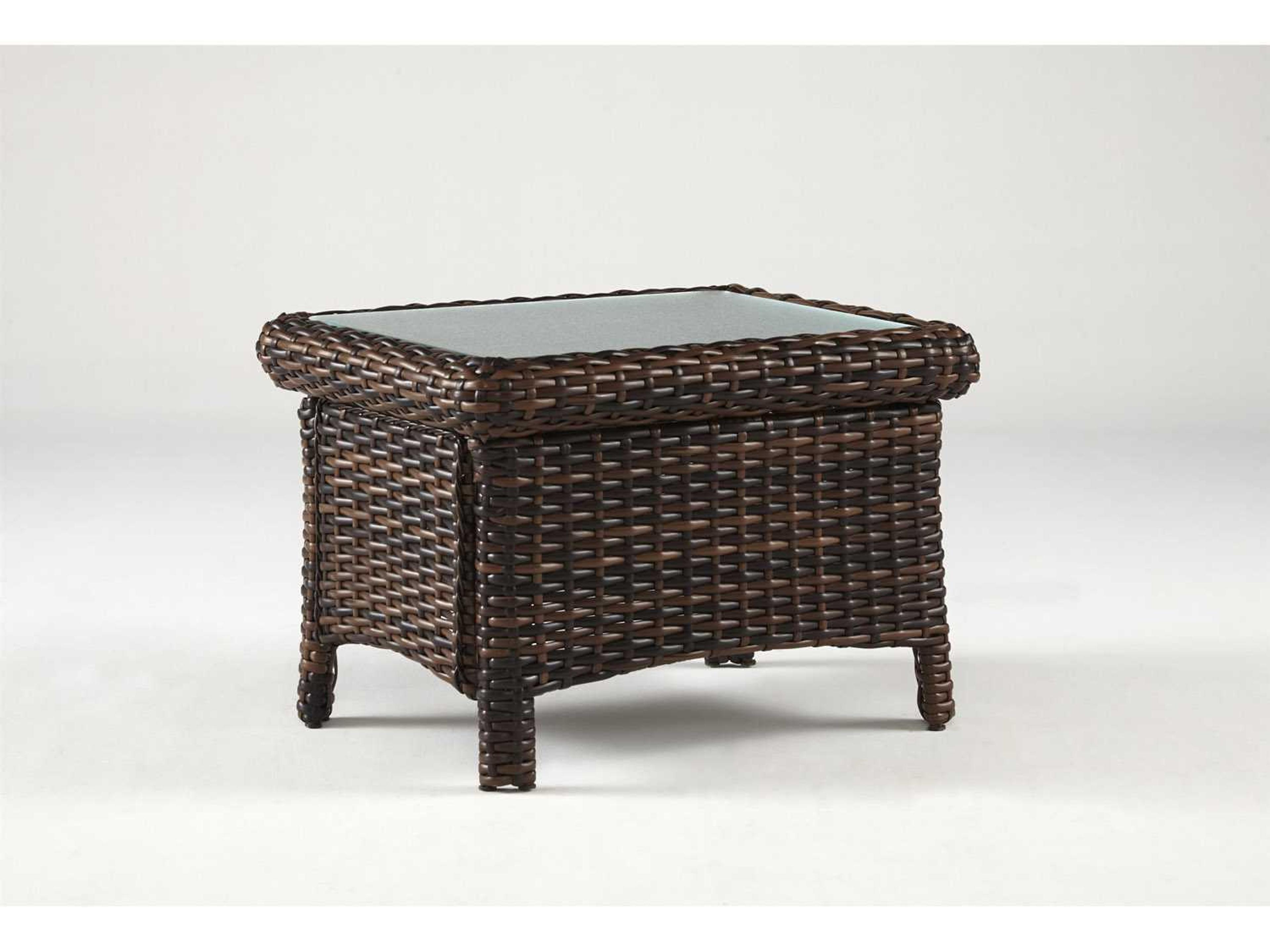 South Sea Rattan St Tropez Wicker Rectangular Glass Top Patio End Table