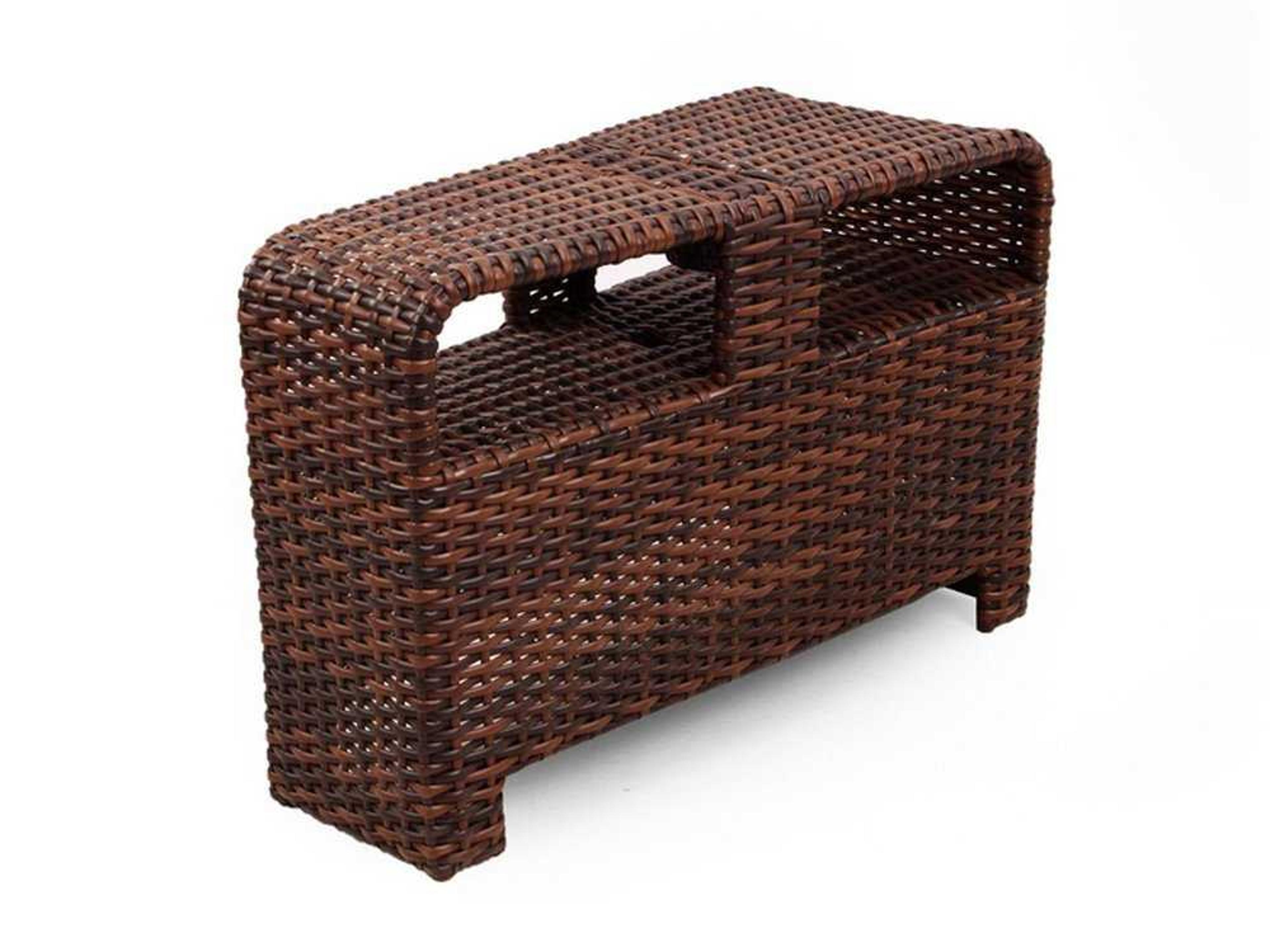 Saint Tropez Wicker Rectangular Wedge Pie Outdoor End Table