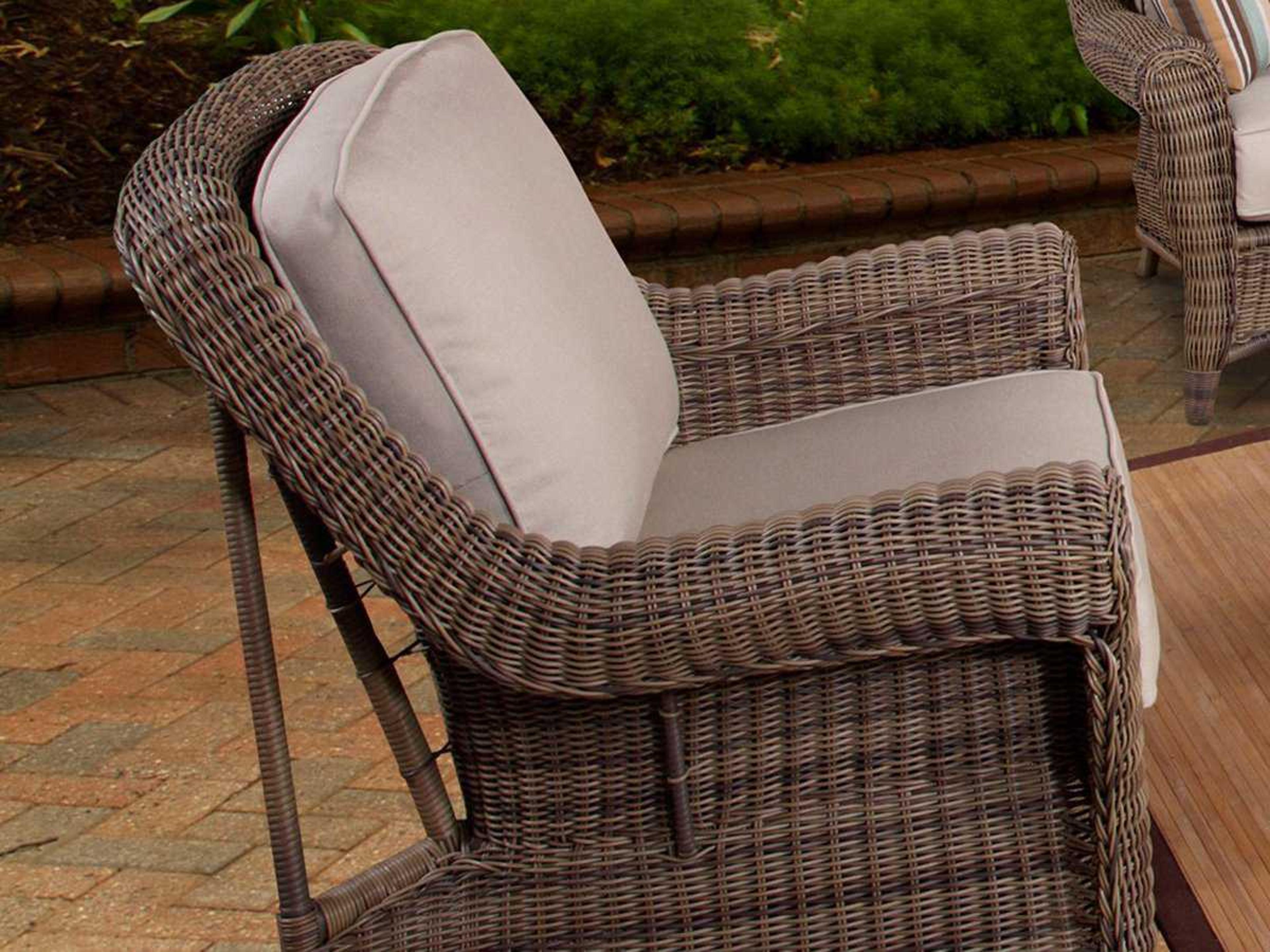 Provence Wicker Grey Patina Swivel Glider Outdoor Patio Lounge Chair