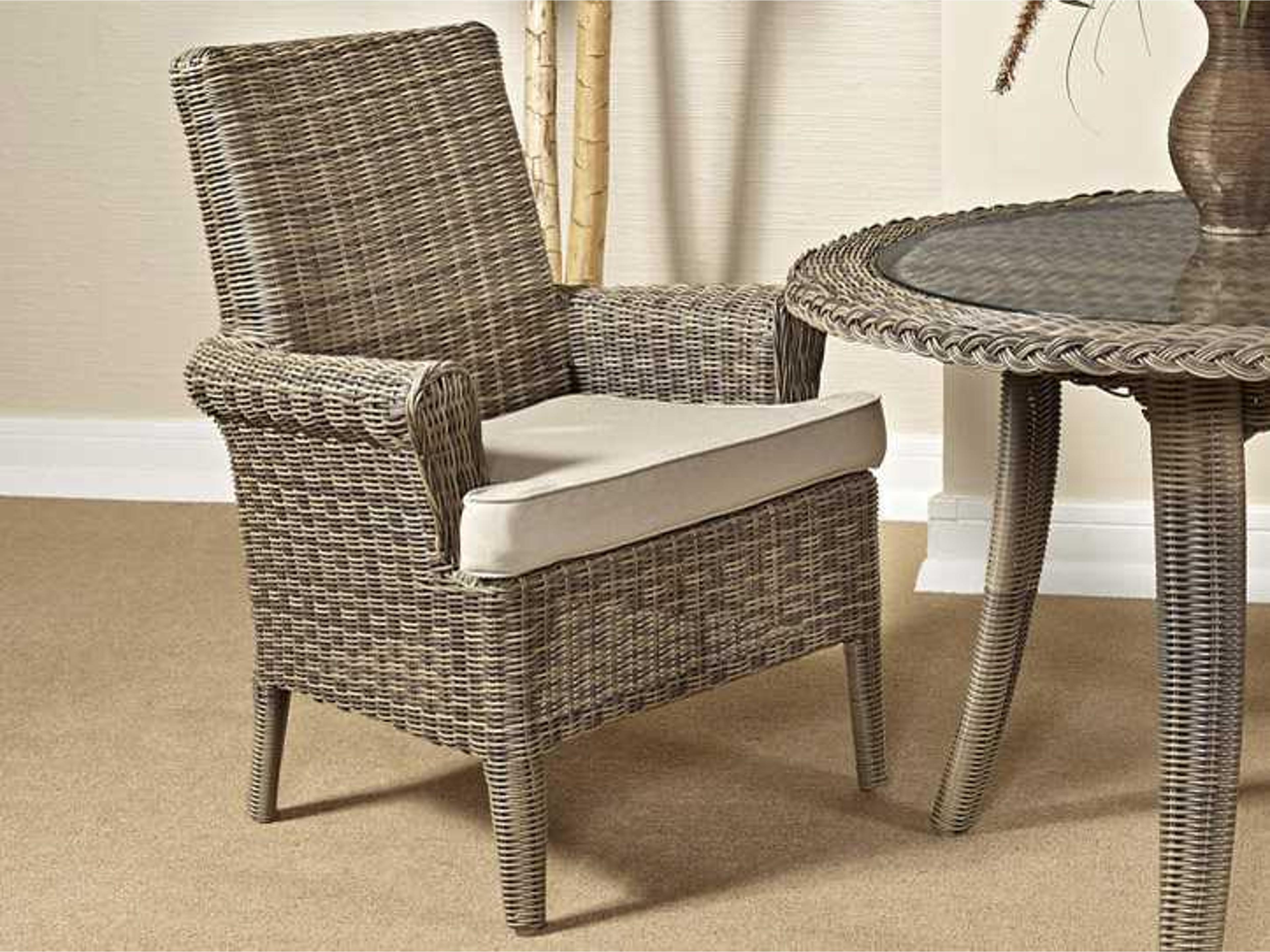 Provence Wicker Grey Patina Outdoor Dining Arm Chair