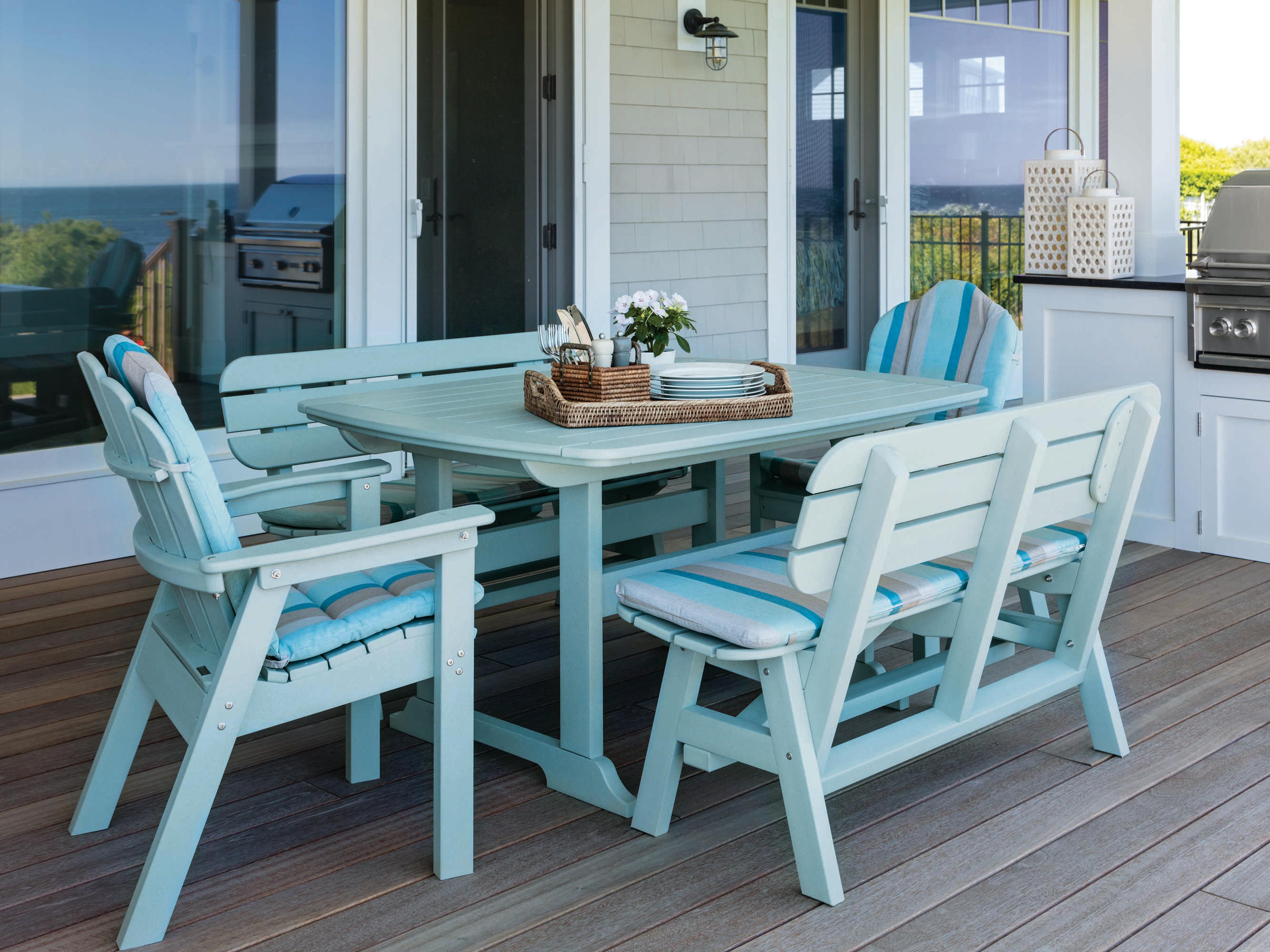 Seaside Casual Classic Adirondack Recycled Plastic Outdoor Patio Dining Arm Chair